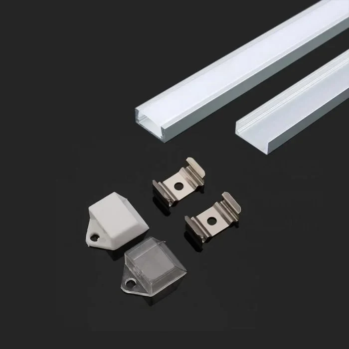 LED Strip Montagekit met Diffuser, Aluminium, 2000x16x7 mm, Melkachtig