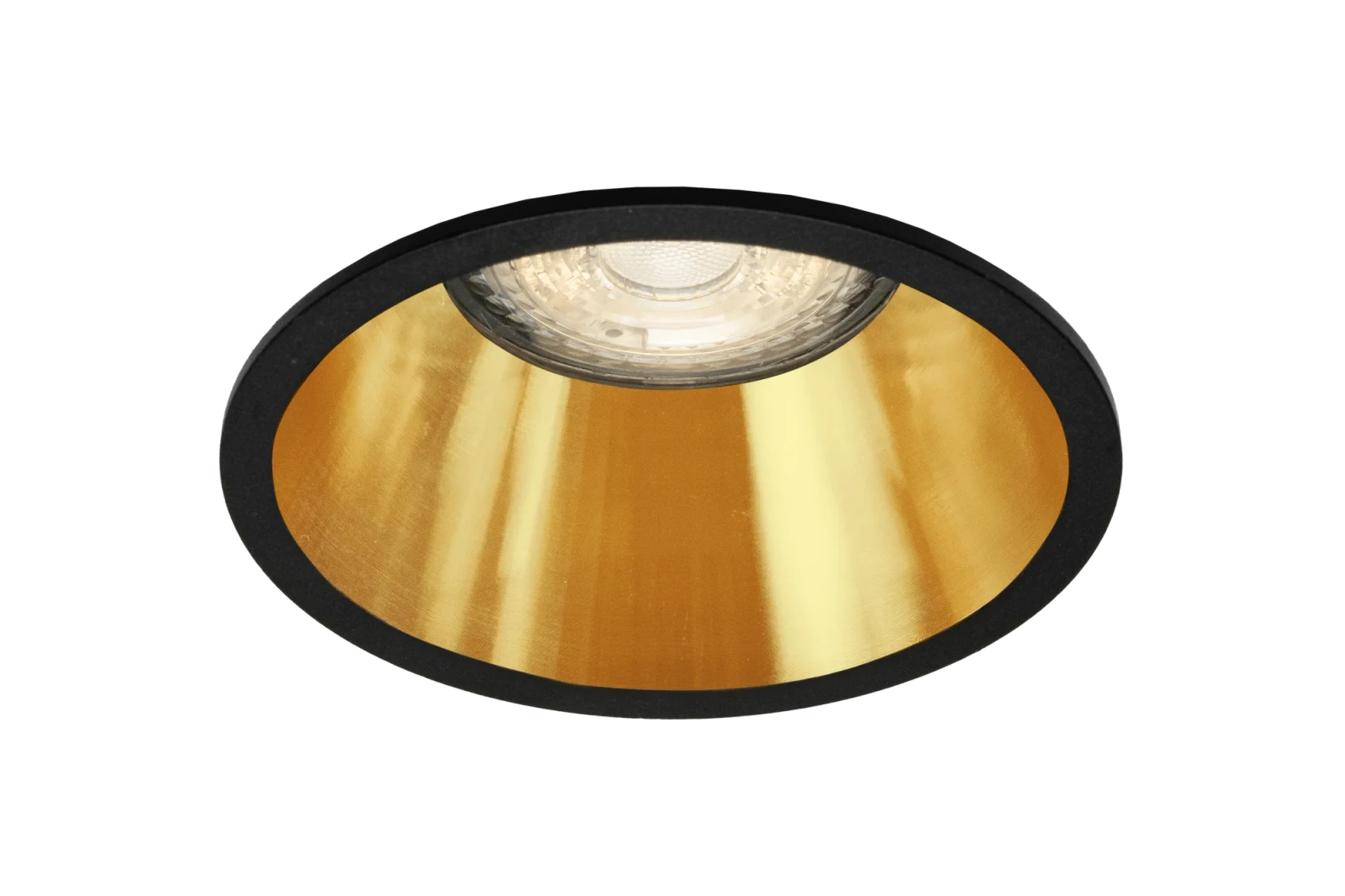 LED GU10 Inbouwspot Armatuur, Rond, IP20, Mat Zwart + Gold
