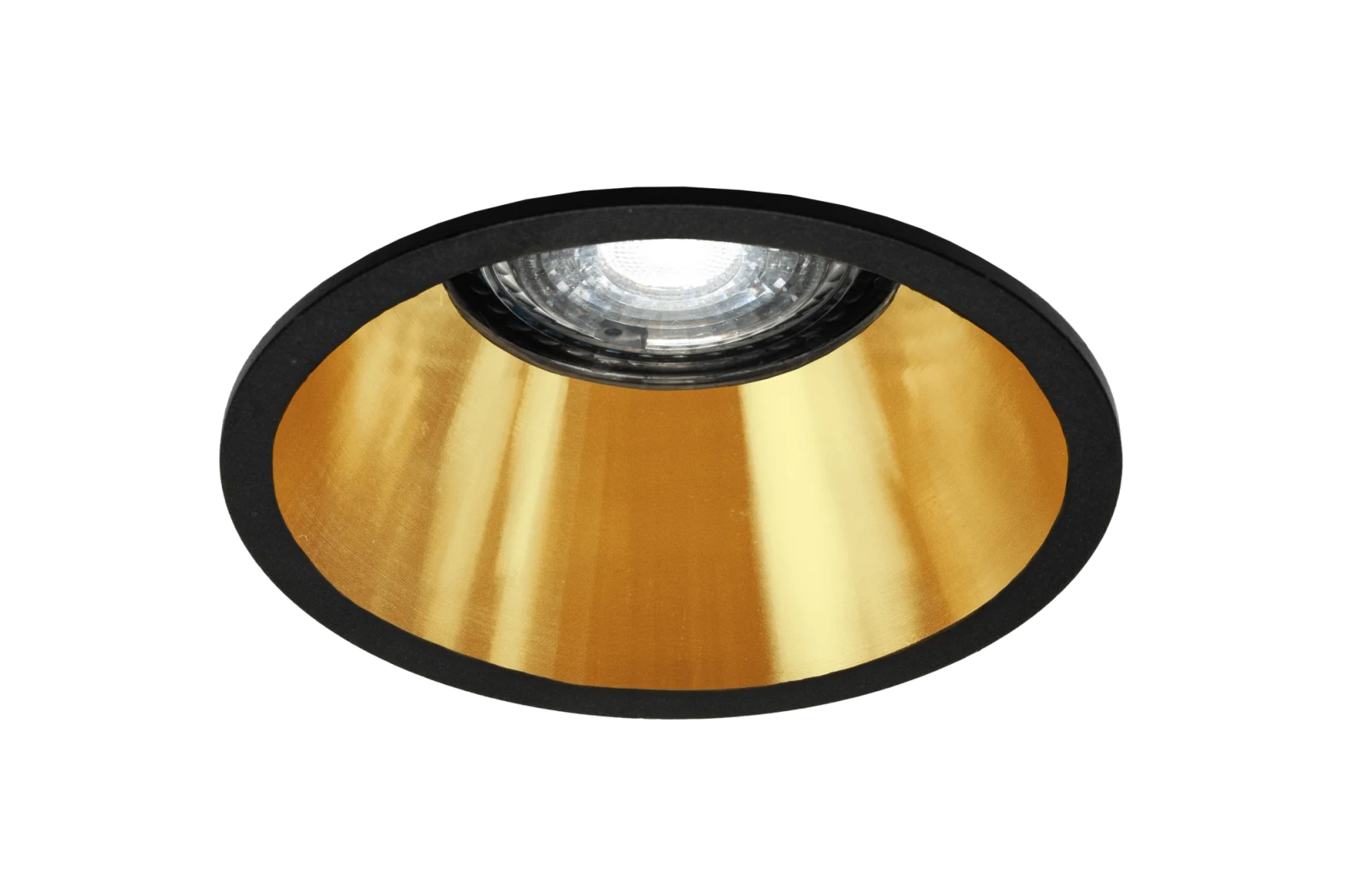 LED GU10 Inbouwspot Armatuur, Rond, IP20, Mat Zwart + Gold