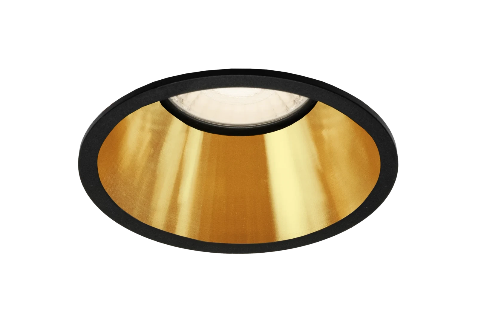LED GU10 Inbouwspot Armatuur, Rond, IP20, Mat Zwart + Gold