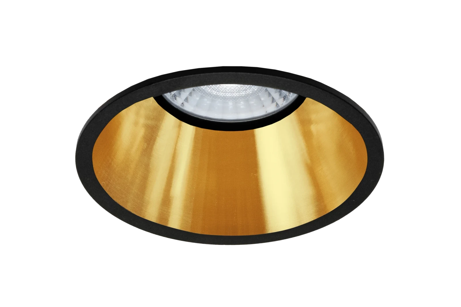 LED GU10 Inbouwspot Armatuur, Rond, IP20, Mat Zwart + Gold
