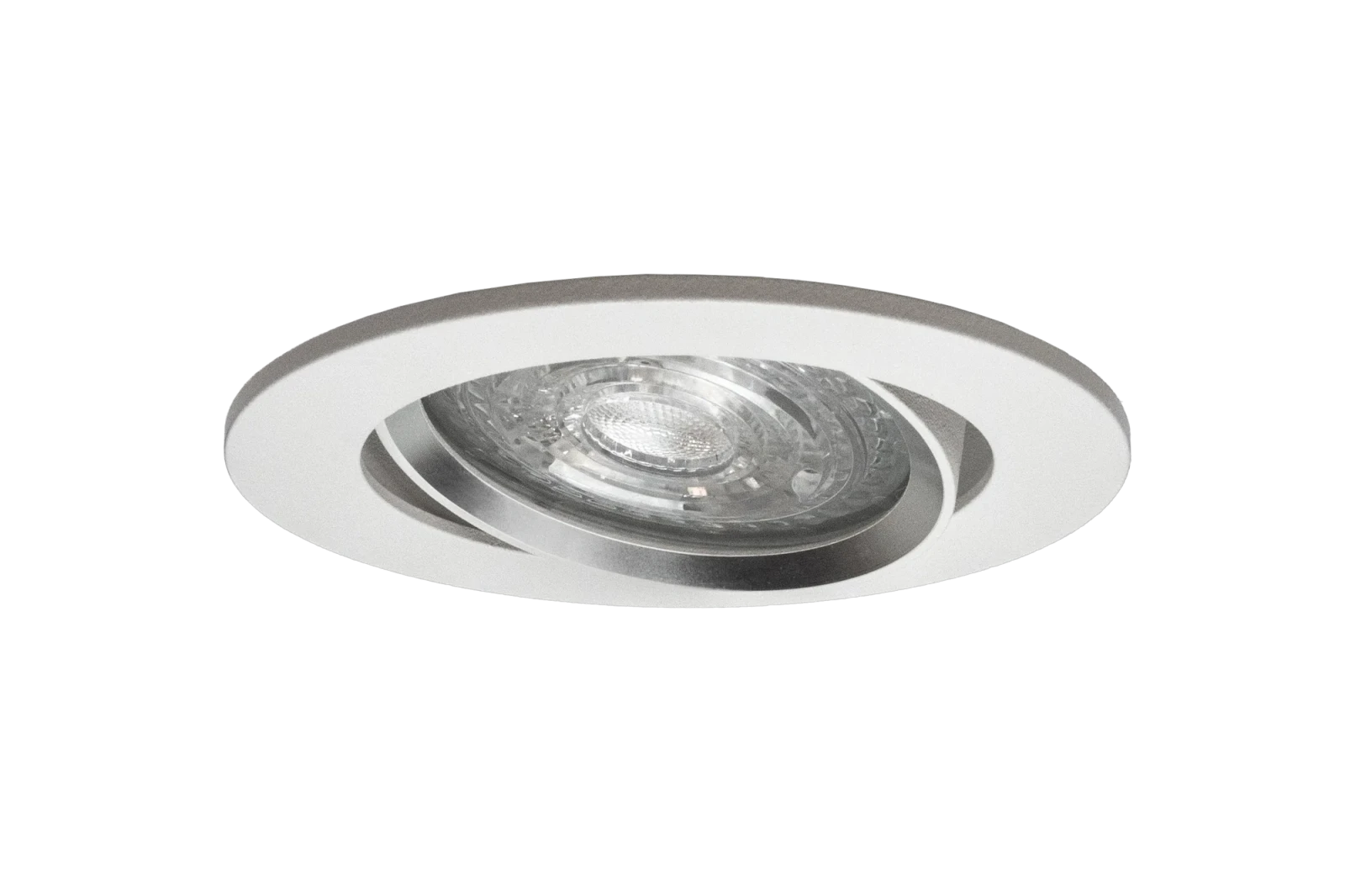 LED GU10 Inbouwspot Armatuur, Rond, Kantelbaar, IP20, Wit + Zilver