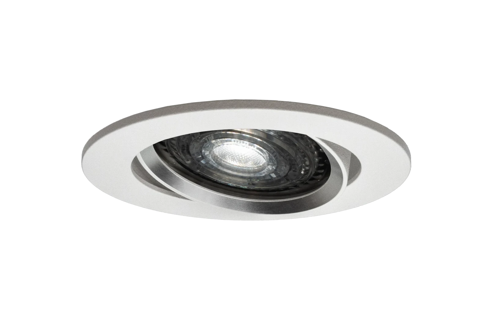LED GU10 Inbouwspot Armatuur, Rond, Kantelbaar, IP20, Wit + Zilver