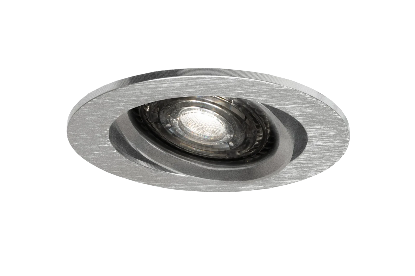 LED GU10 Inbouwspot Armatuur, Rond, Kantelbaar, IP20, Geborsteld Aluminium + Gold