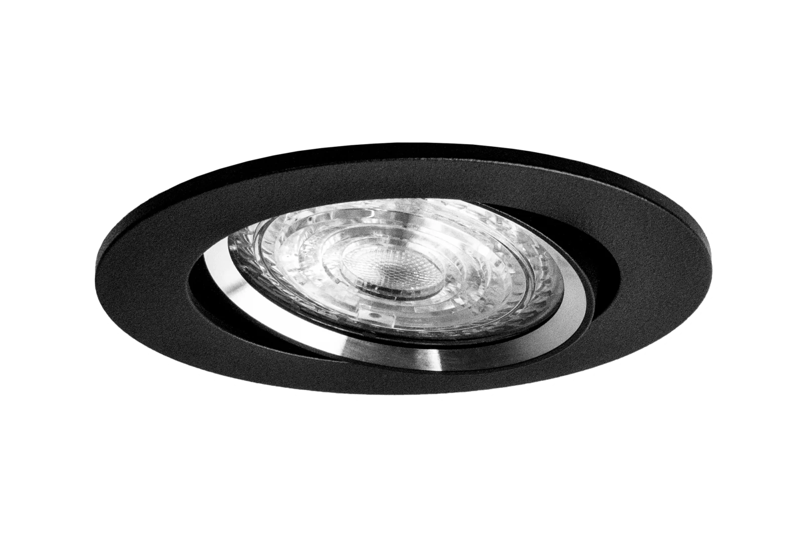 LED GU10 Inbouwspot Armatuur, Rond, Kantelbaar, IP20, Mat Zwart + Zilver