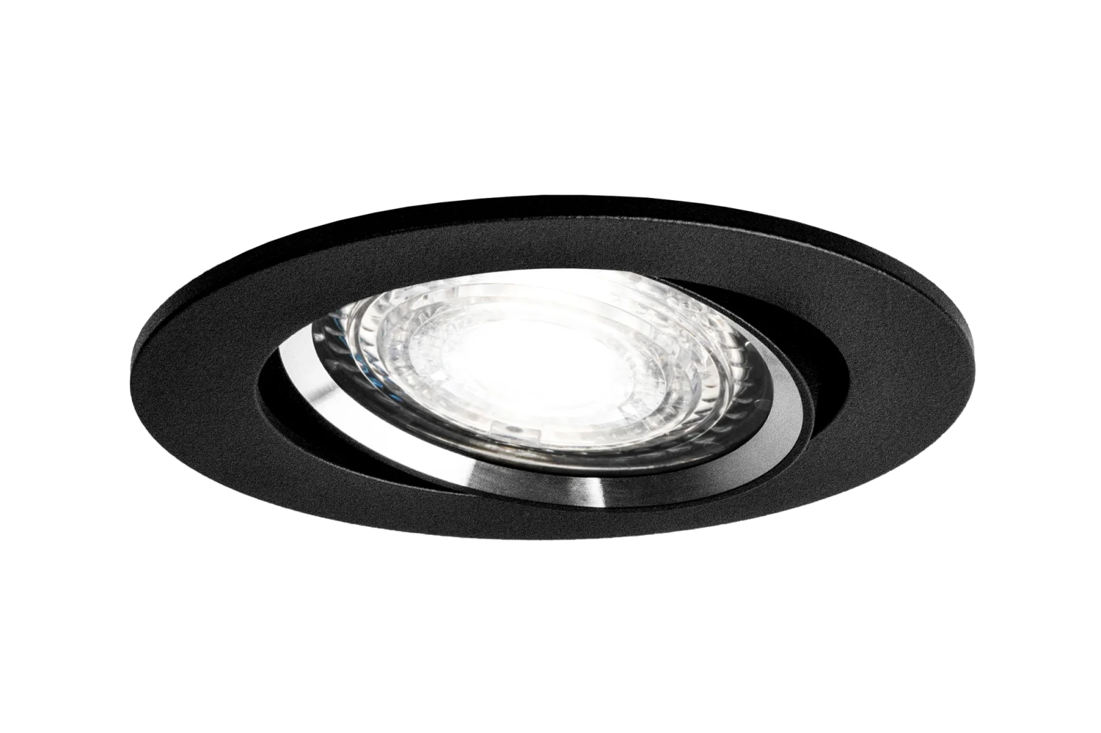 LED GU10 Inbouwspot Armatuur, Rond, Kantelbaar, IP20, Mat Zwart + Zilver