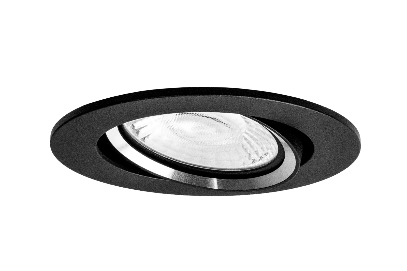 LED GU10 Inbouwspot Armatuur, Rond, Kantelbaar, IP20, Mat Zwart + Zilver
