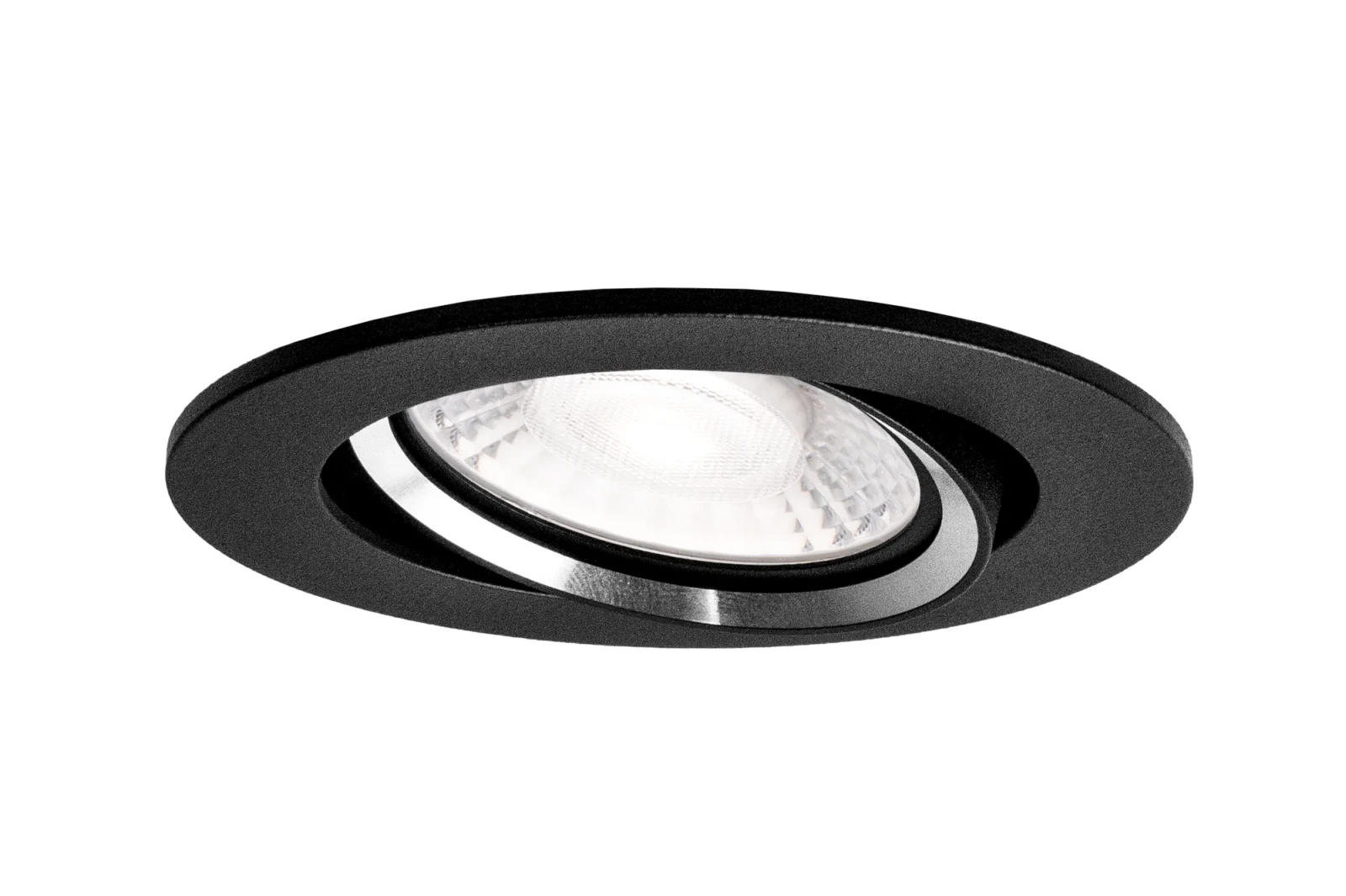 LED GU10 Inbouwspot Armatuur, Rond, Kantelbaar, IP20, Mat Zwart + Zilver