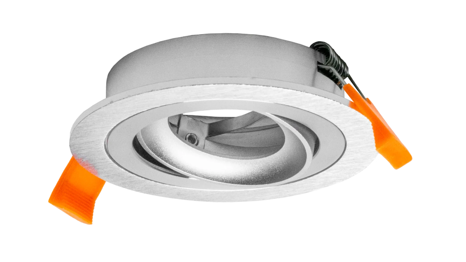 LED GU10 Inbouwspot Armatuur, Rond, Kantelbaar, IP20, Geborsteld Aluminium + Zilver