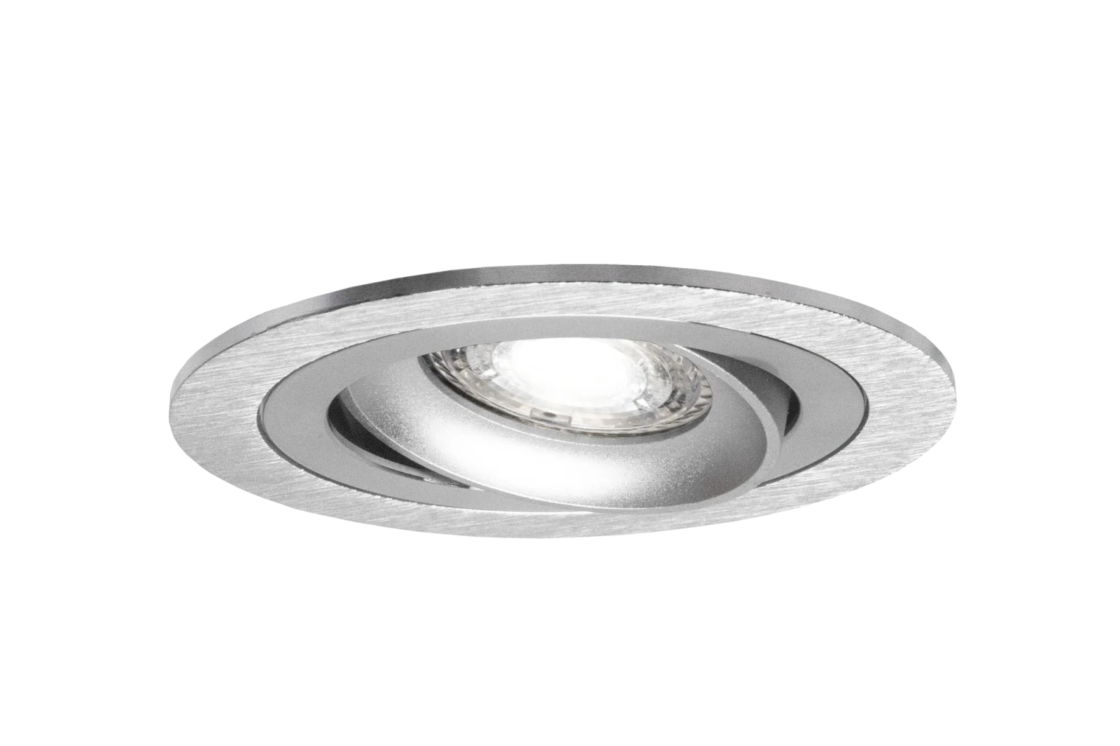 LED GU10 Inbouwspot Armatuur, Rond, Kantelbaar, IP20, Geborsteld Aluminium + Zilver