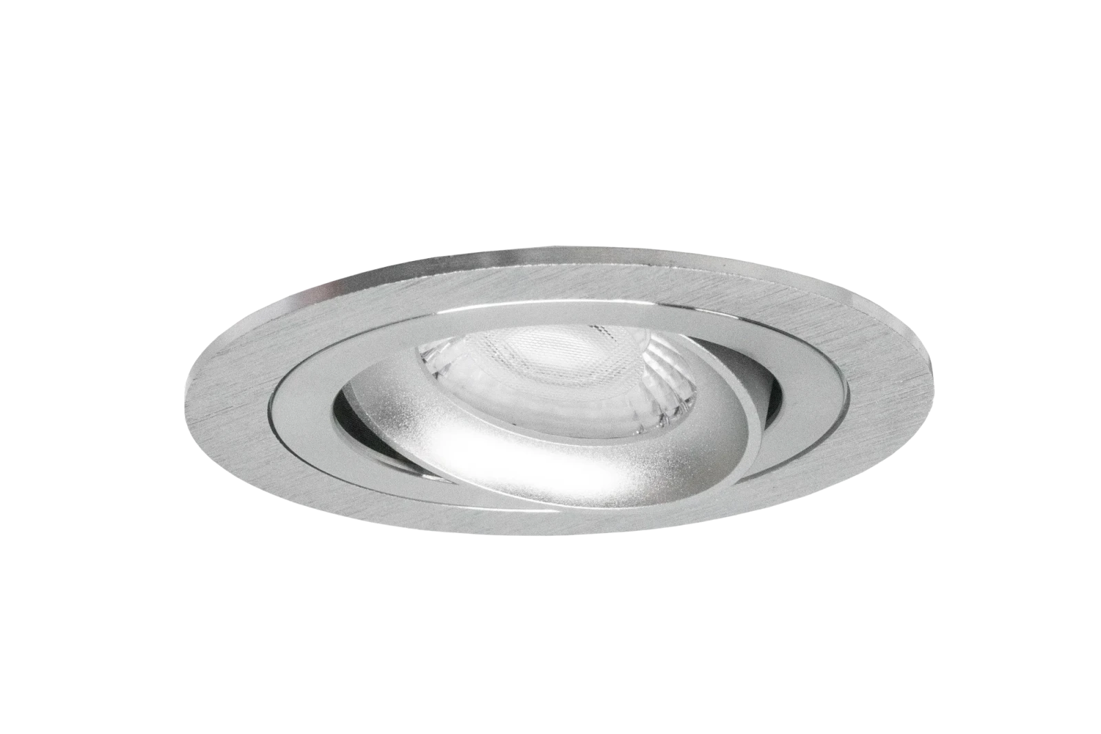 LED GU10 Inbouwspot Armatuur, Rond, Kantelbaar, IP20, Geborsteld Aluminium + Zilver