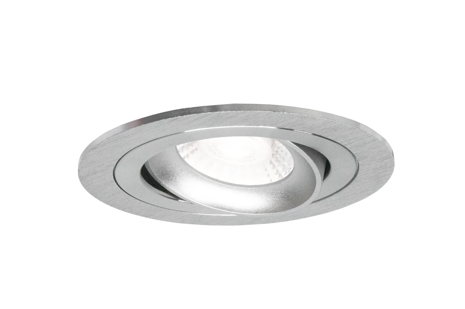 LED GU10 Inbouwspot Armatuur, Rond, Kantelbaar, IP20, Geborsteld Aluminium + Zilver