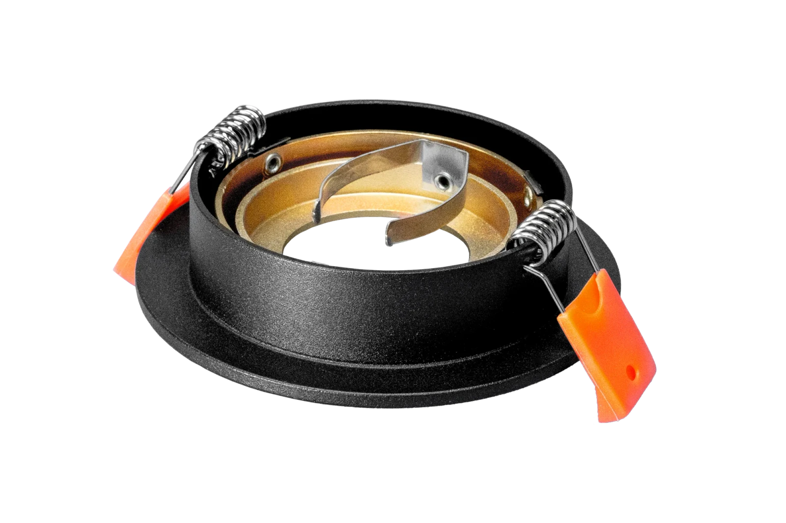 LED GU10 Inbouwspot Armatuur, Rond, Kantelbaar, IP20, Mat Zwart + Goud