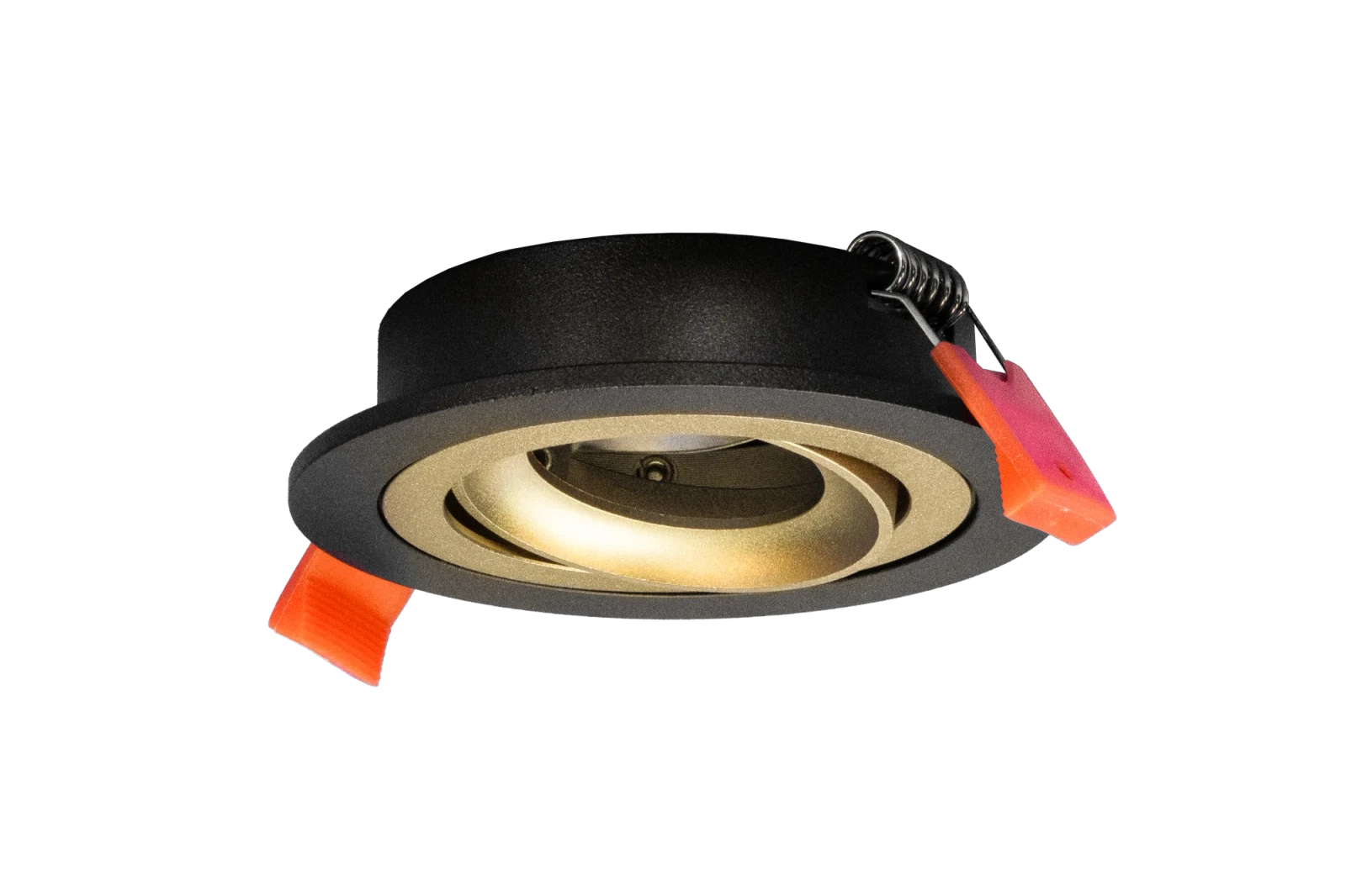 LED GU10 Inbouwspot Armatuur, Rond, Kantelbaar, IP20, Mat Zwart + Goud
