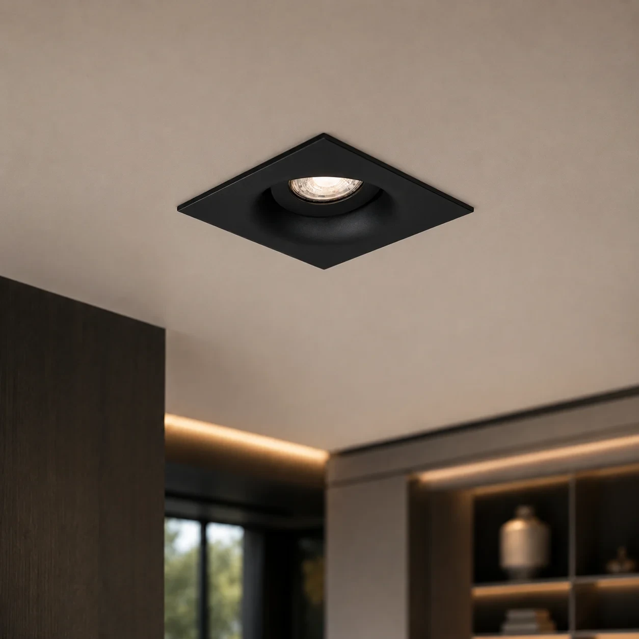 LED GU10 Inbouwspot Armatuur, Vierkant, Kantelbaar, IP20, Mat Zwart