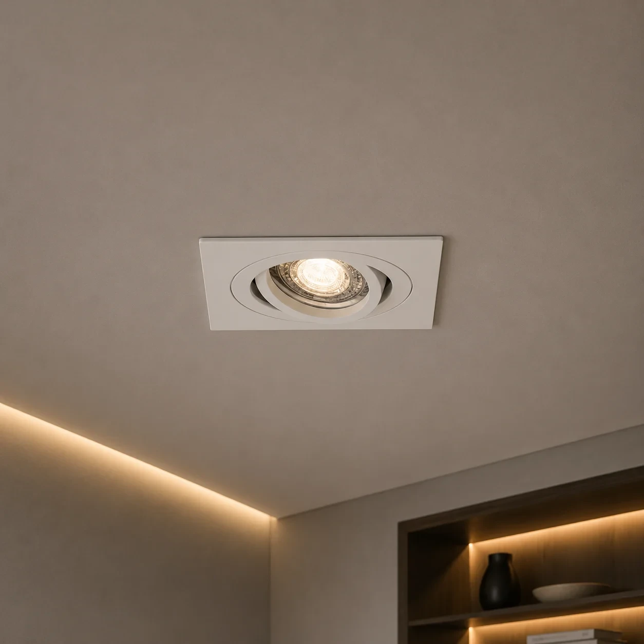 LED GU10 Inbouwspot Armatuur, Vierkant, Kantelbaar, IP20, Wit