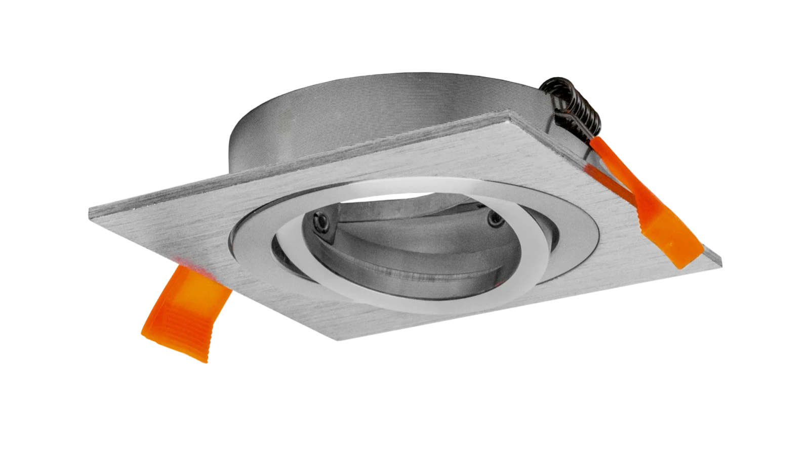 LED GU10 Inbouwspot Armatuur, Vierkant, Kantelbaar, IP20, Geborsteld Aluminium + Zilver