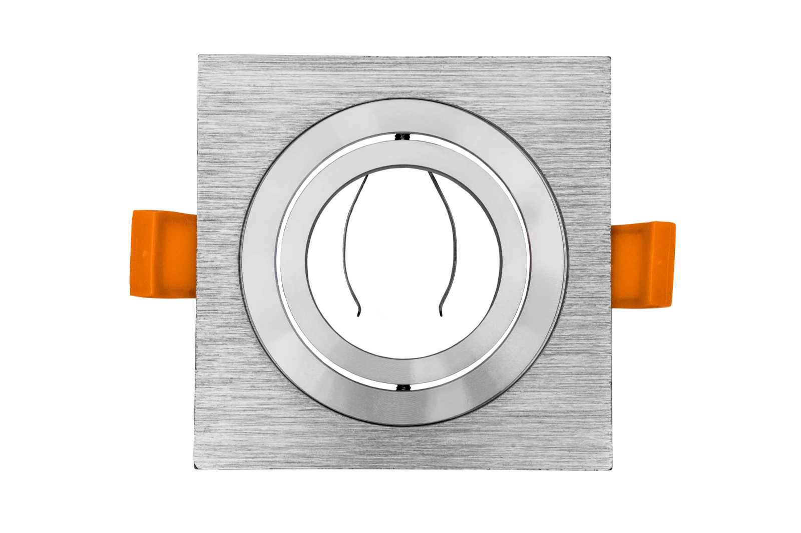 LED GU10 Inbouwspot Armatuur, Vierkant, Kantelbaar, IP20, Geborsteld Aluminium + Zilver