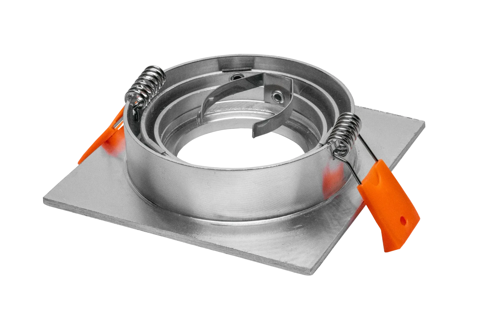 LED GU10 Inbouwspot Armatuur, Vierkant, Kantelbaar, IP20, Geborsteld Aluminium + Zilver