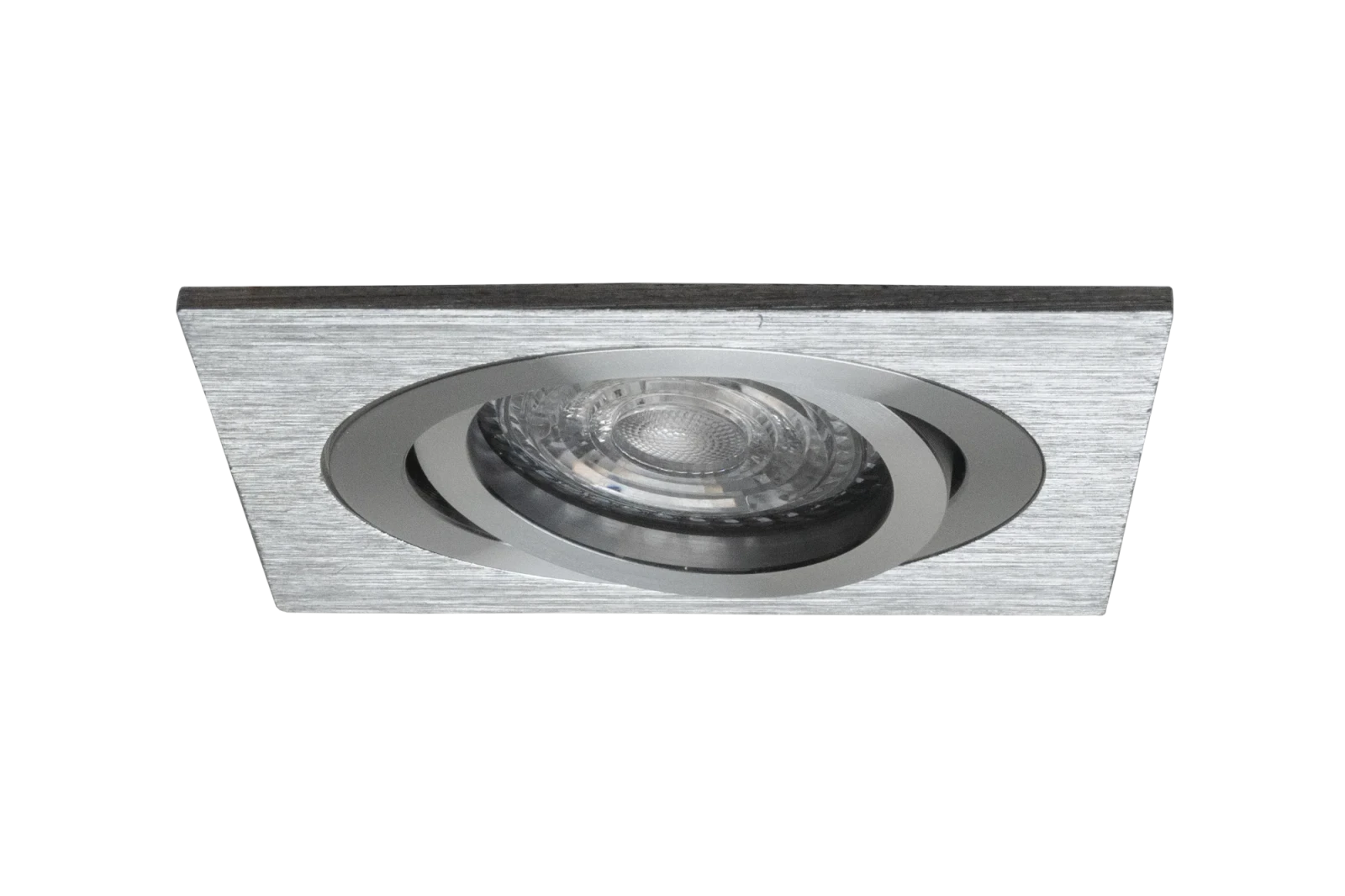 LED GU10 Inbouwspot Armatuur, Vierkant, Kantelbaar, IP20, Geborsteld Aluminium + Zilver