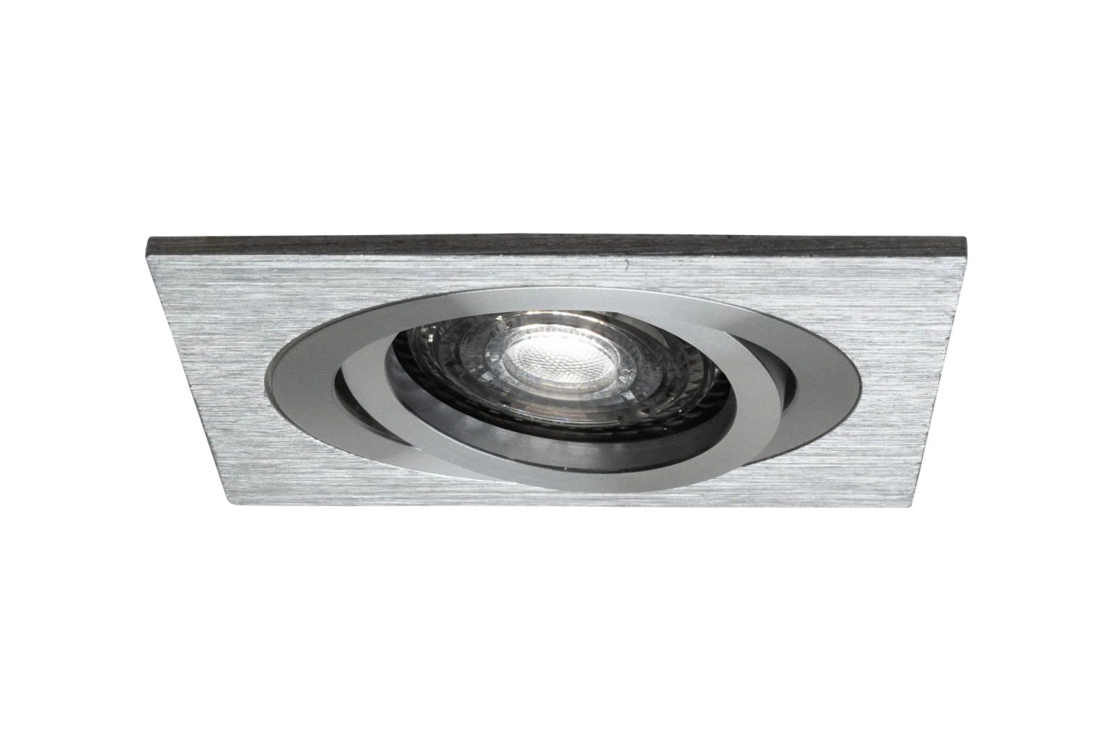 LED GU10 Inbouwspot Armatuur, Vierkant, Kantelbaar, IP20, Geborsteld Aluminium + Zilver