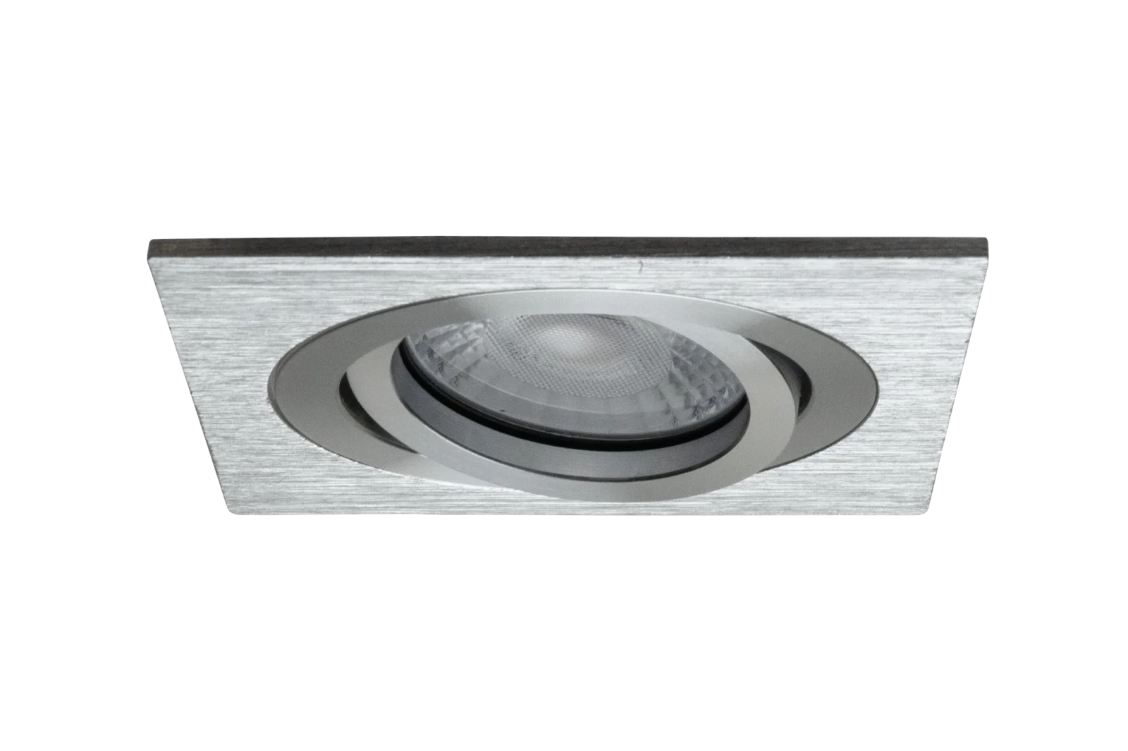 LED GU10 Inbouwspot Armatuur, Vierkant, Kantelbaar, IP20, Geborsteld Aluminium + Zilver