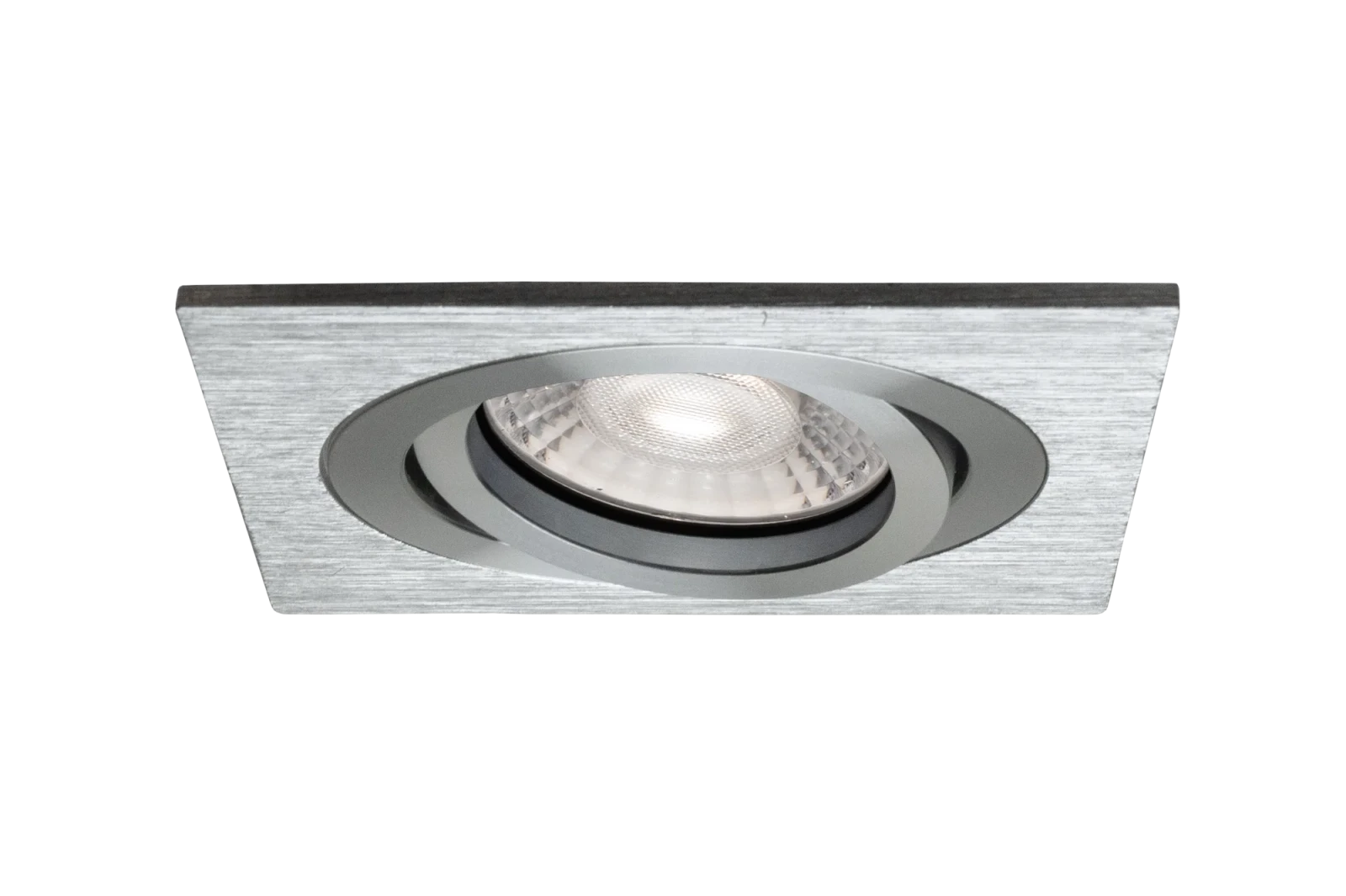 LED GU10 Inbouwspot Armatuur, Vierkant, Kantelbaar, IP20, Geborsteld Aluminium + Zilver