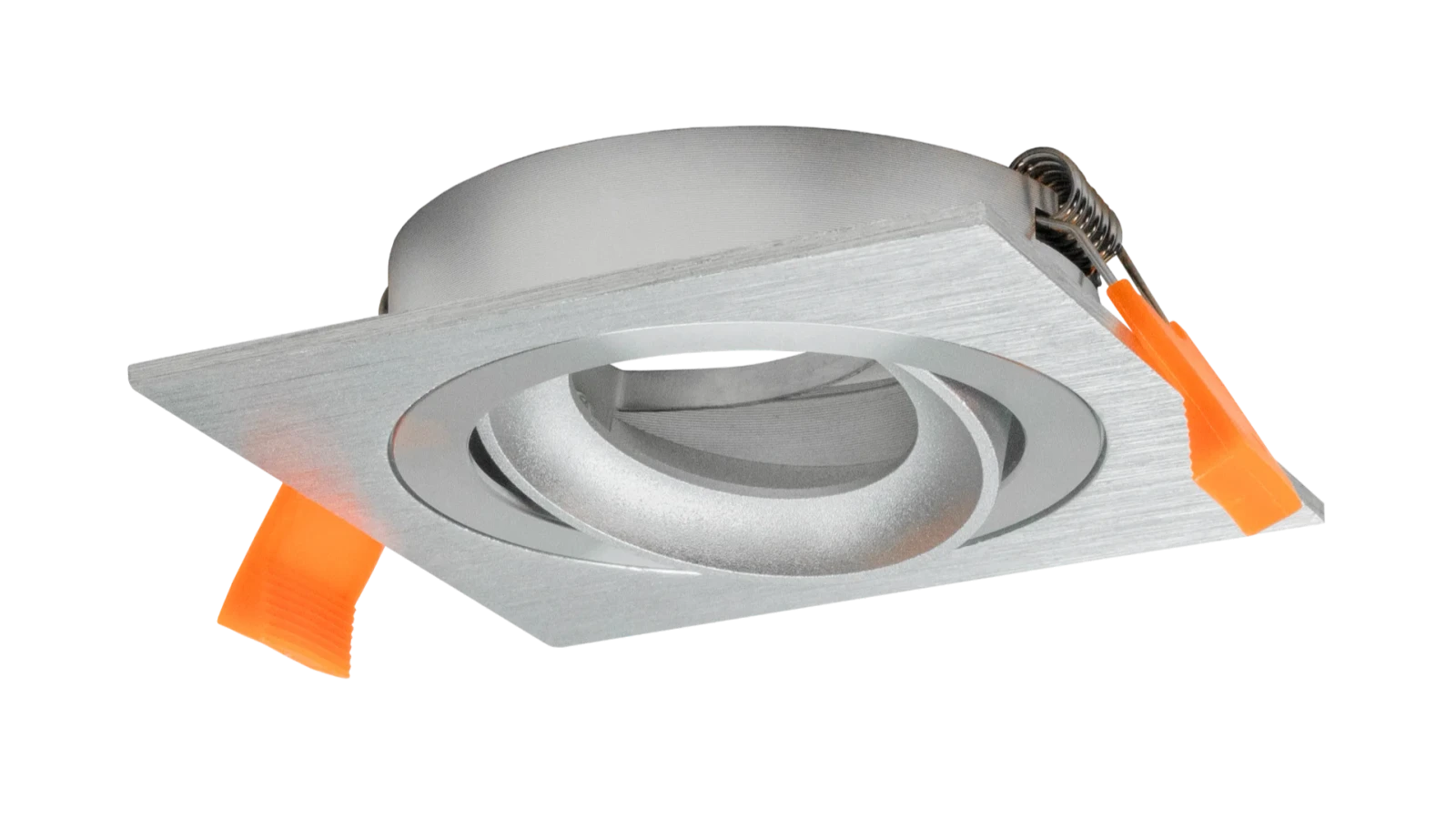 LED GU10 Inbouwspot Armatuur, Vierkant, Kantelbaar, IP20, Geborsteld Aluminium + Zilver