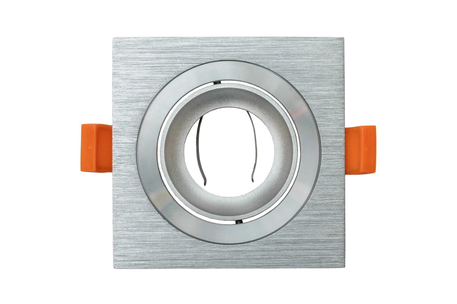 LED GU10 Inbouwspot Armatuur, Vierkant, Kantelbaar, IP20, Geborsteld Aluminium + Zilver