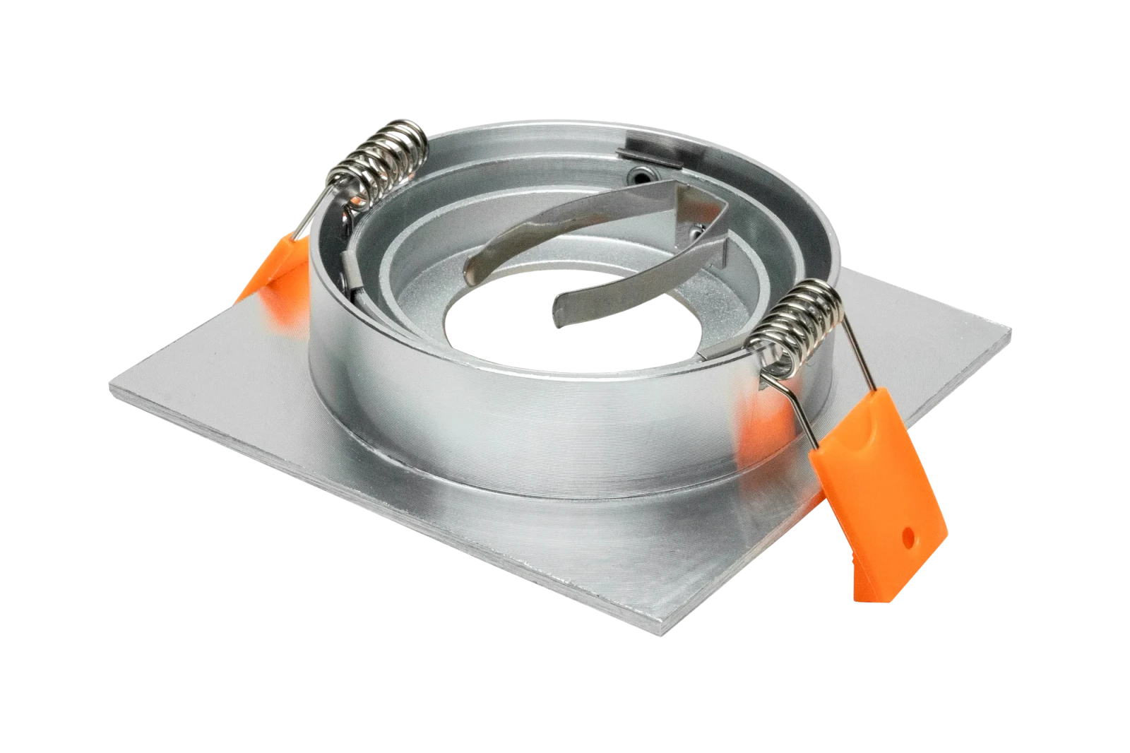LED GU10 Inbouwspot Armatuur, Vierkant, Kantelbaar, IP20, Geborsteld Aluminium + Zilver
