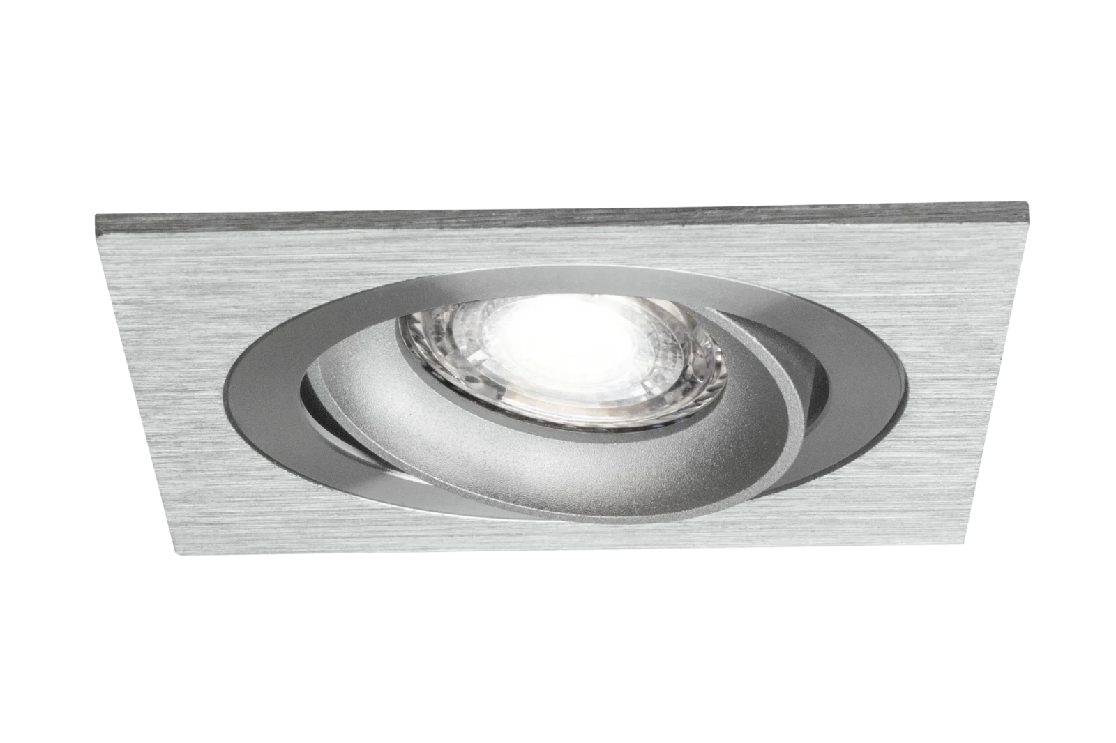 LED GU10 Inbouwspot Armatuur, Vierkant, Kantelbaar, IP20, Geborsteld Aluminium + Zilver