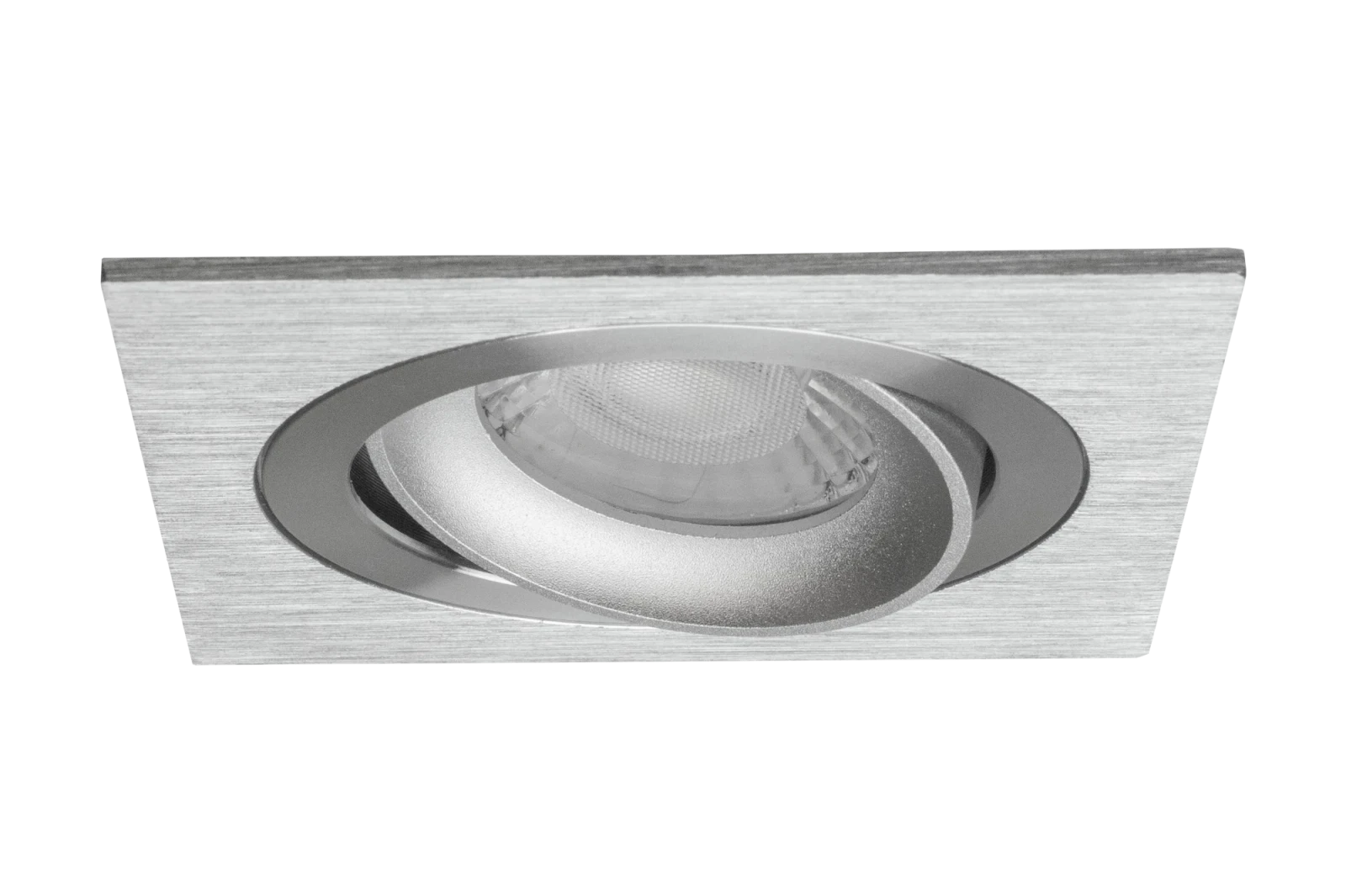 LED GU10 Inbouwspot Armatuur, Vierkant, Kantelbaar, IP20, Geborsteld Aluminium + Zilver