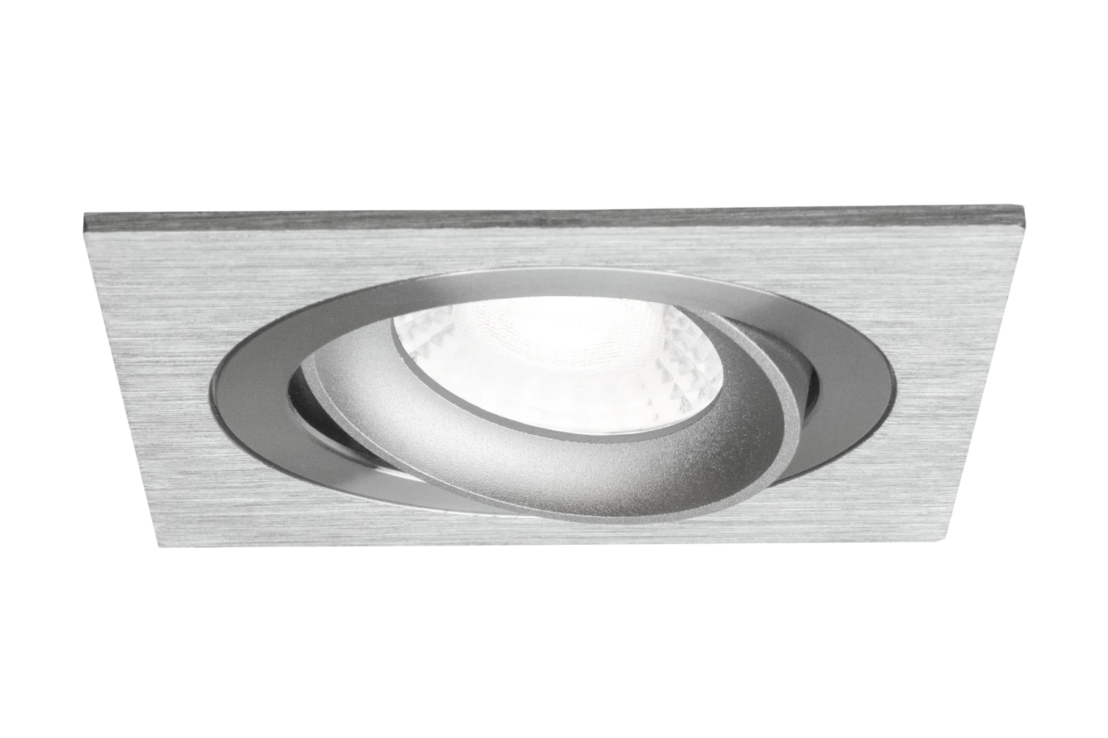 LED GU10 Inbouwspot Armatuur, Vierkant, Kantelbaar, IP20, Geborsteld Aluminium + Zilver