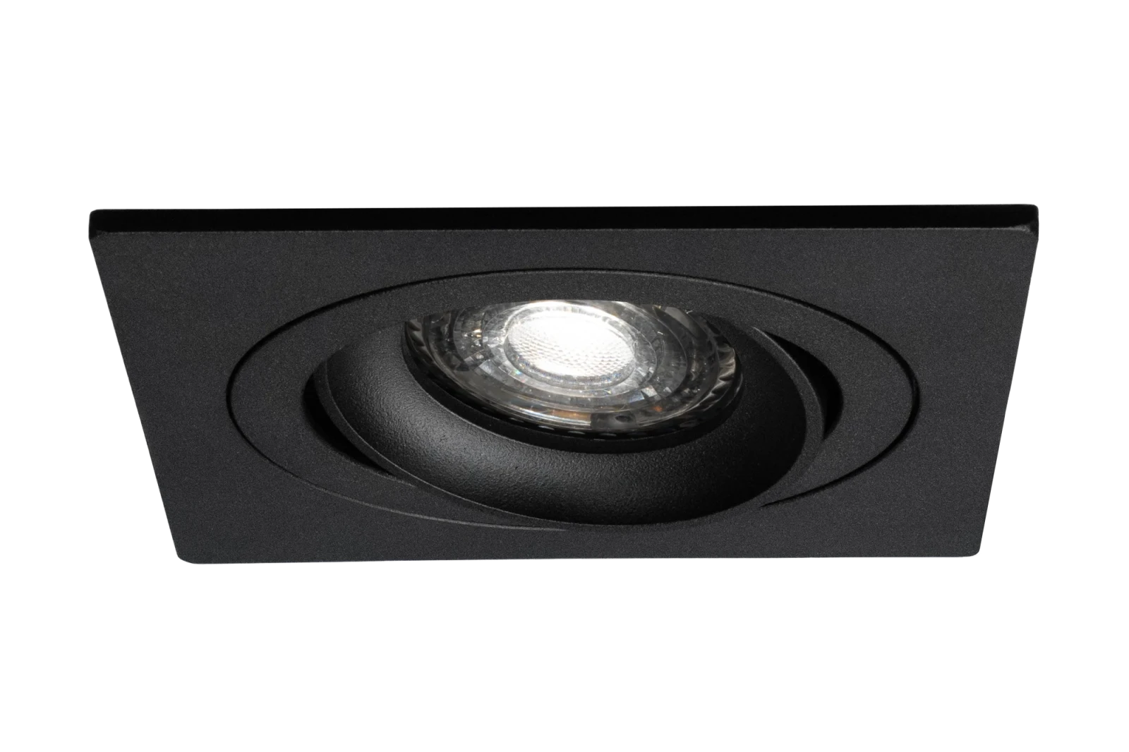LED GU10 Inbouwspot Armatuur, Vierkant, Kantelbaar, Boorgat Ø80mm, IP20, Mat Zwart