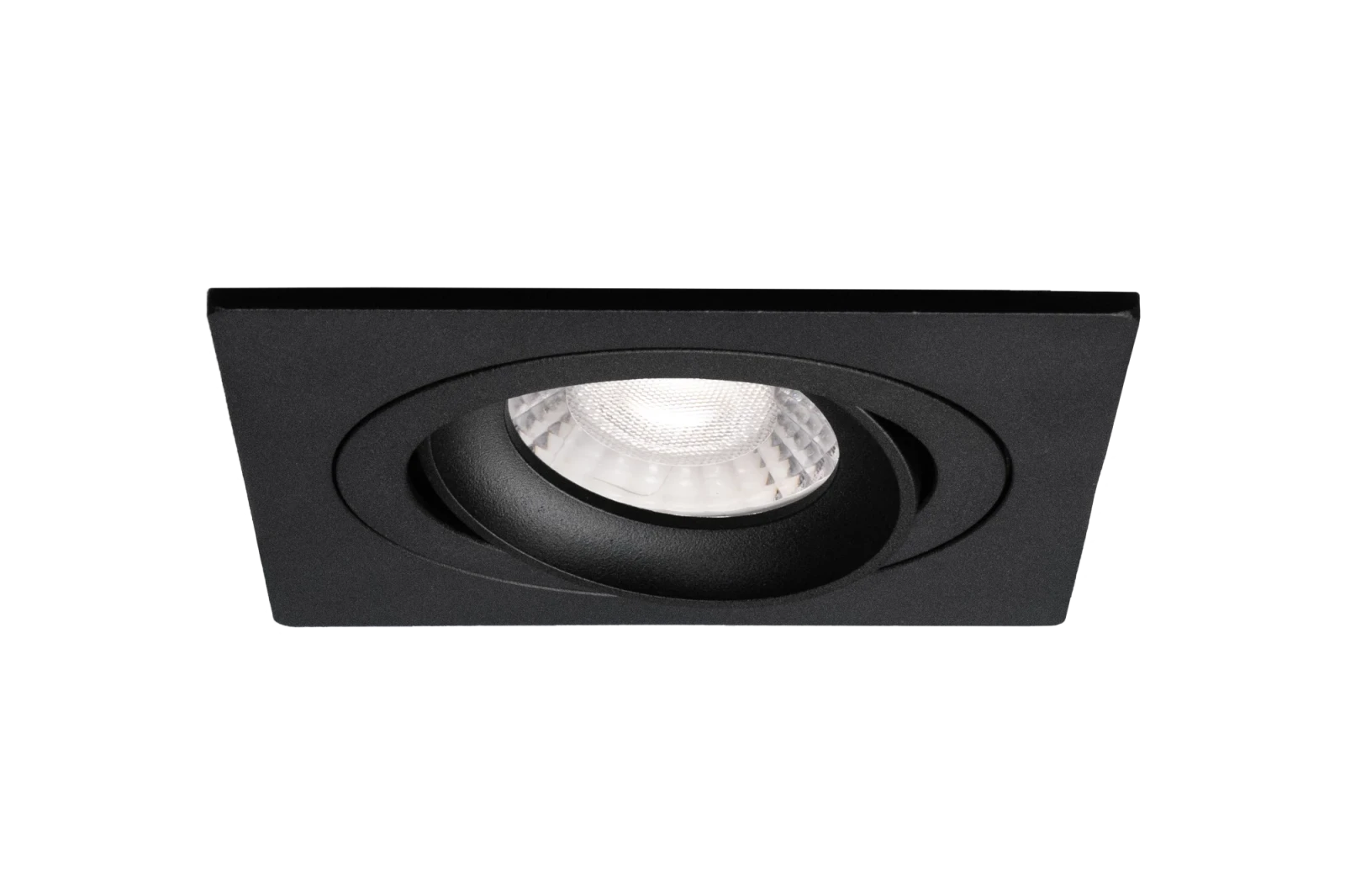 LED GU10 Inbouwspot Armatuur, Vierkant, Kantelbaar, Boorgat Ø80mm, IP20, Mat Zwart
