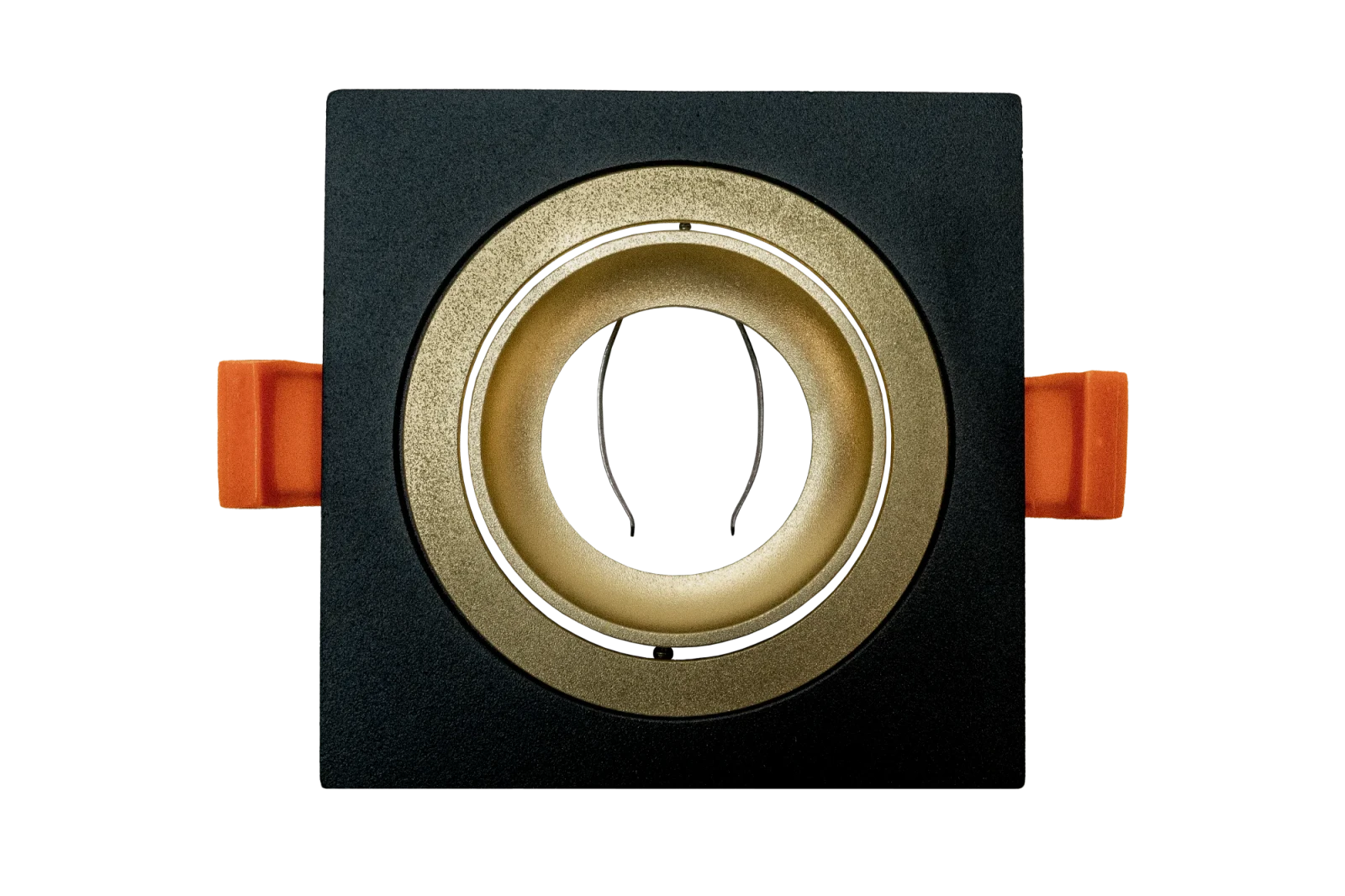 LED GU10 Inbouwspot Armatuur, Vierkant, Kantelbaar, IP20, Mat Zwart + Gold