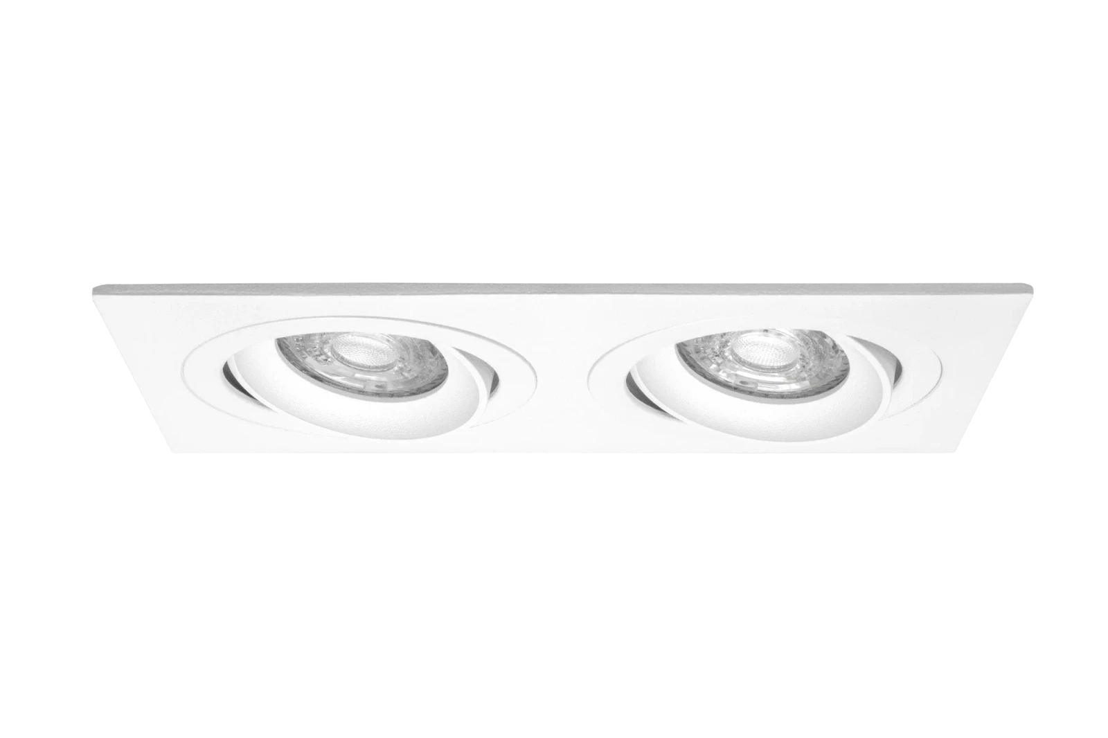 LED GU10 Inbouwspot Armatuur, Dubbel Vierkant, Kantelbaar, IP20, Wit