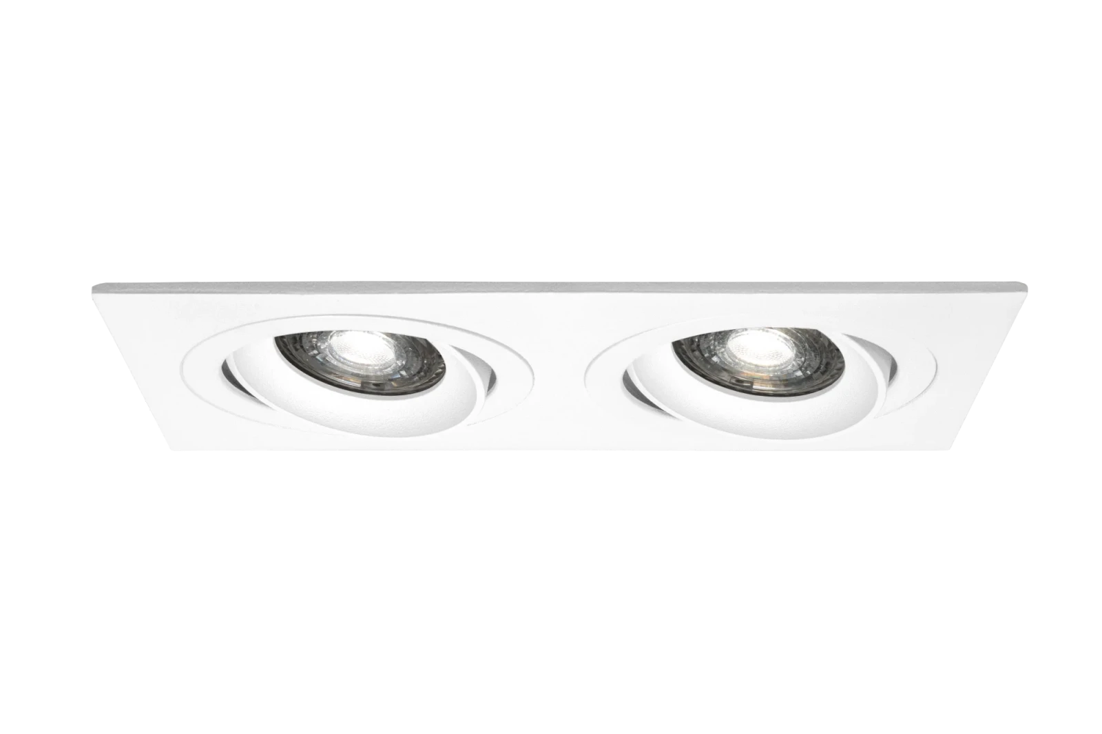 LED GU10 Inbouwspot Armatuur, Dubbel Vierkant, Kantelbaar, IP20, Wit