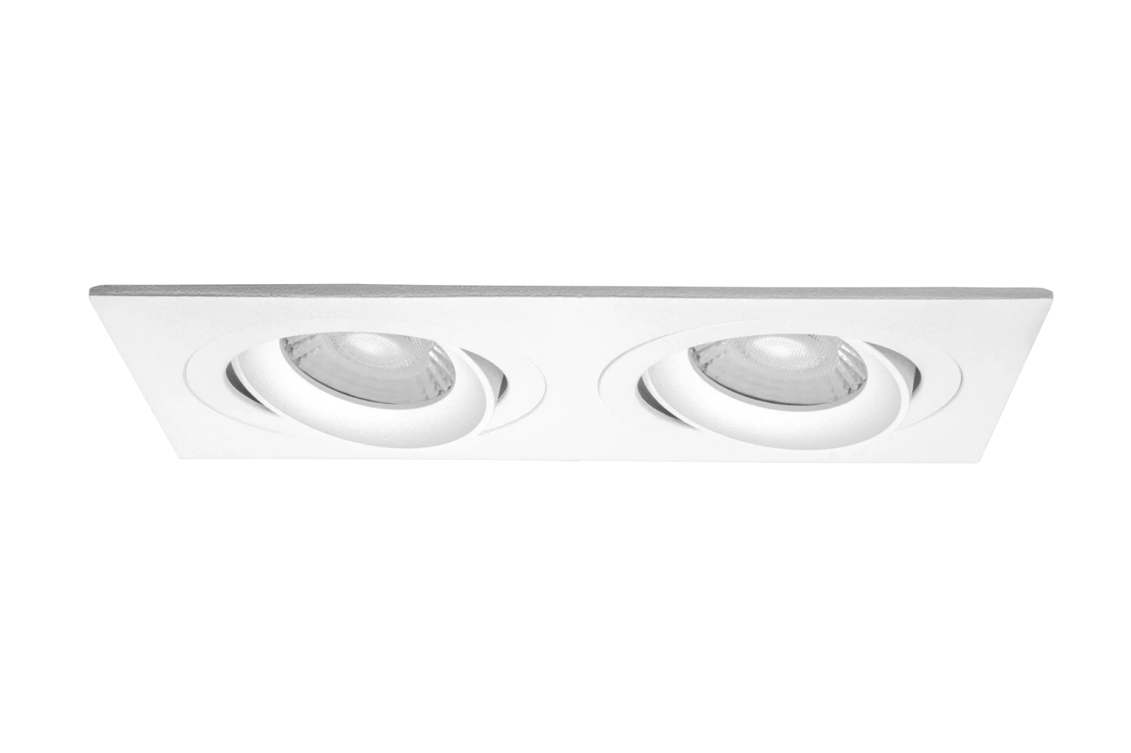 LED GU10 Inbouwspot Armatuur, Dubbel Vierkant, Kantelbaar, IP20, Wit