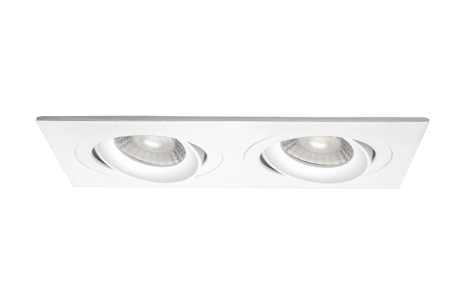 LED GU10 Inbouwspot Armatuur, Dubbel Vierkant, Kantelbaar, IP20, Wit