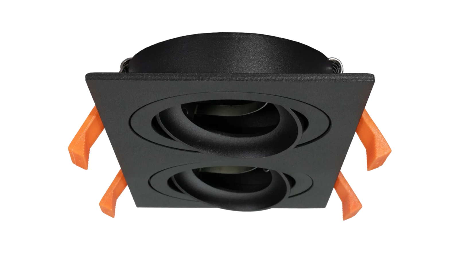 LED GU10 Inbouwspot Armatuur, Dubbel Vierkant, Kantelbaar, IP20, Mat Zwart