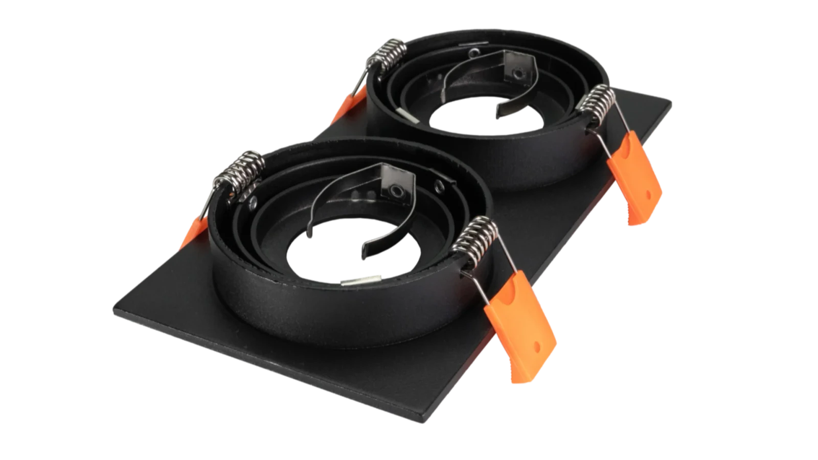 LED GU10 Inbouwspot Armatuur, Dubbel Vierkant, Kantelbaar, IP20, Mat Zwart