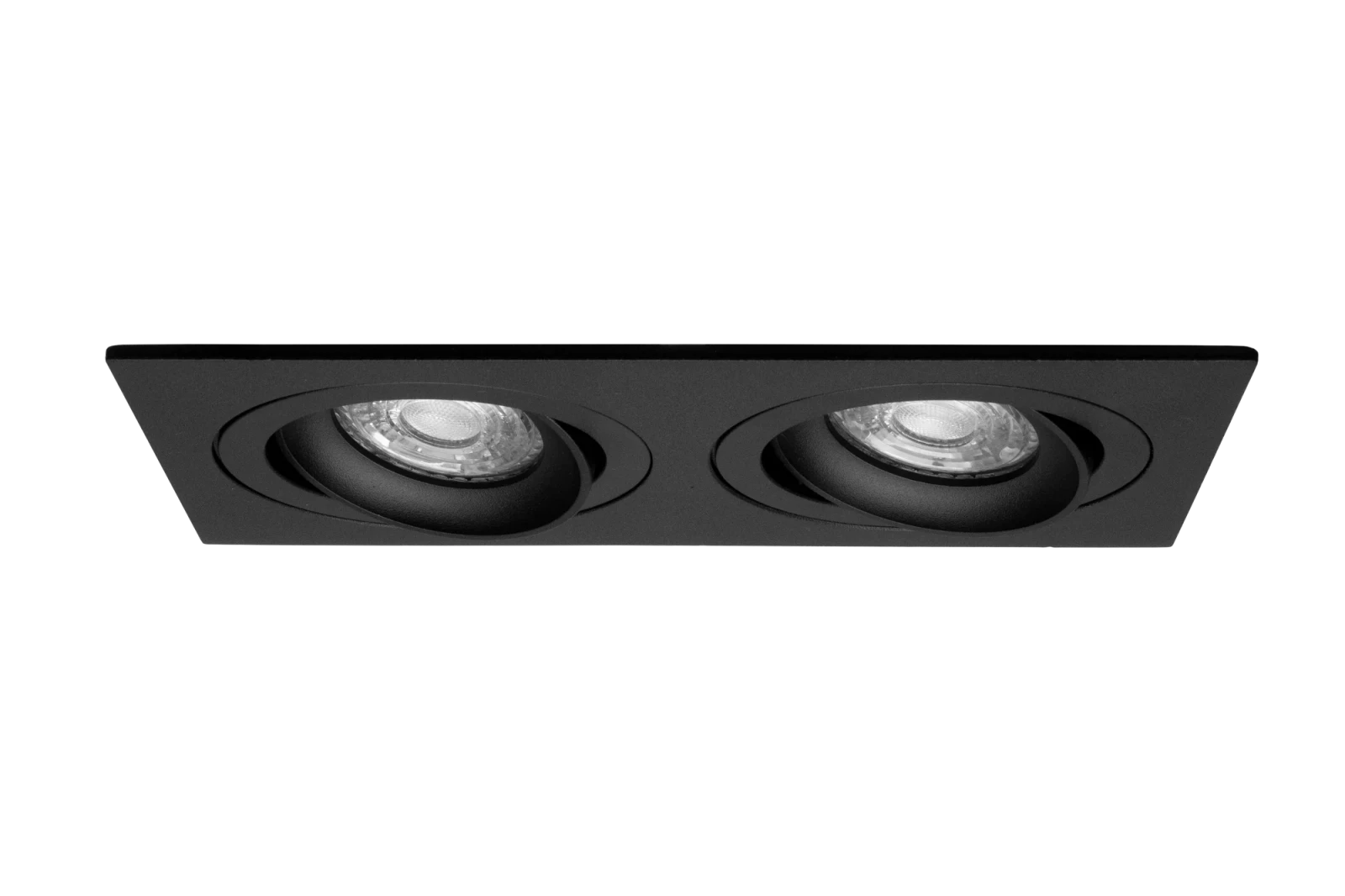 LED GU10 Inbouwspot Armatuur, Dubbel Vierkant, Kantelbaar, IP20, Mat Zwart