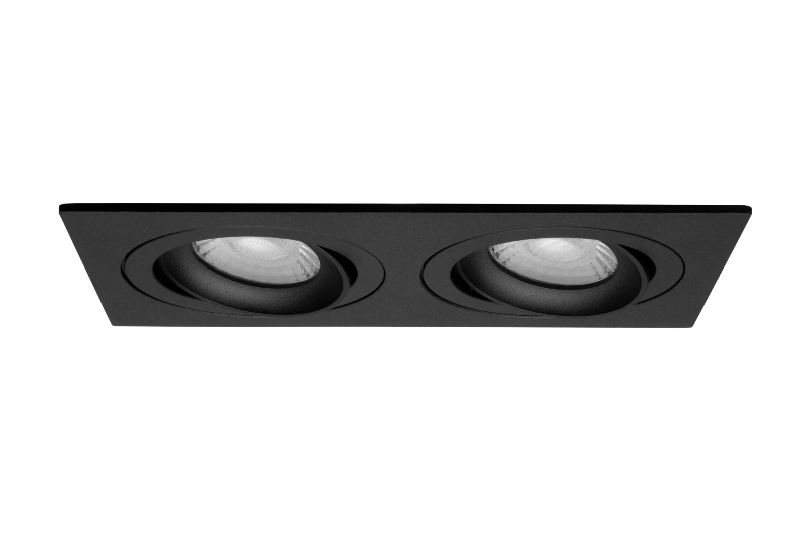LED GU10 Inbouwspot Armatuur, Dubbel Vierkant, Kantelbaar, IP20, Mat Zwart