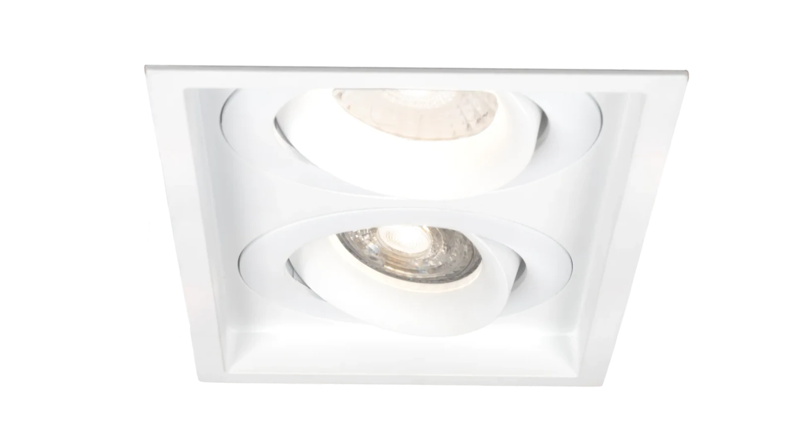 LED GU10 Inbouwspot Armatuur, Dubbel Vierkant, IP20, Mat Wit