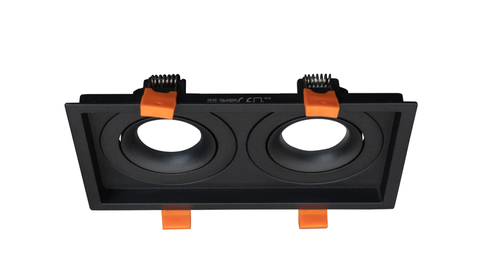 LED GU10 Inbouwspot Armatuur, Dubbel Vierkant, Mat Zwart