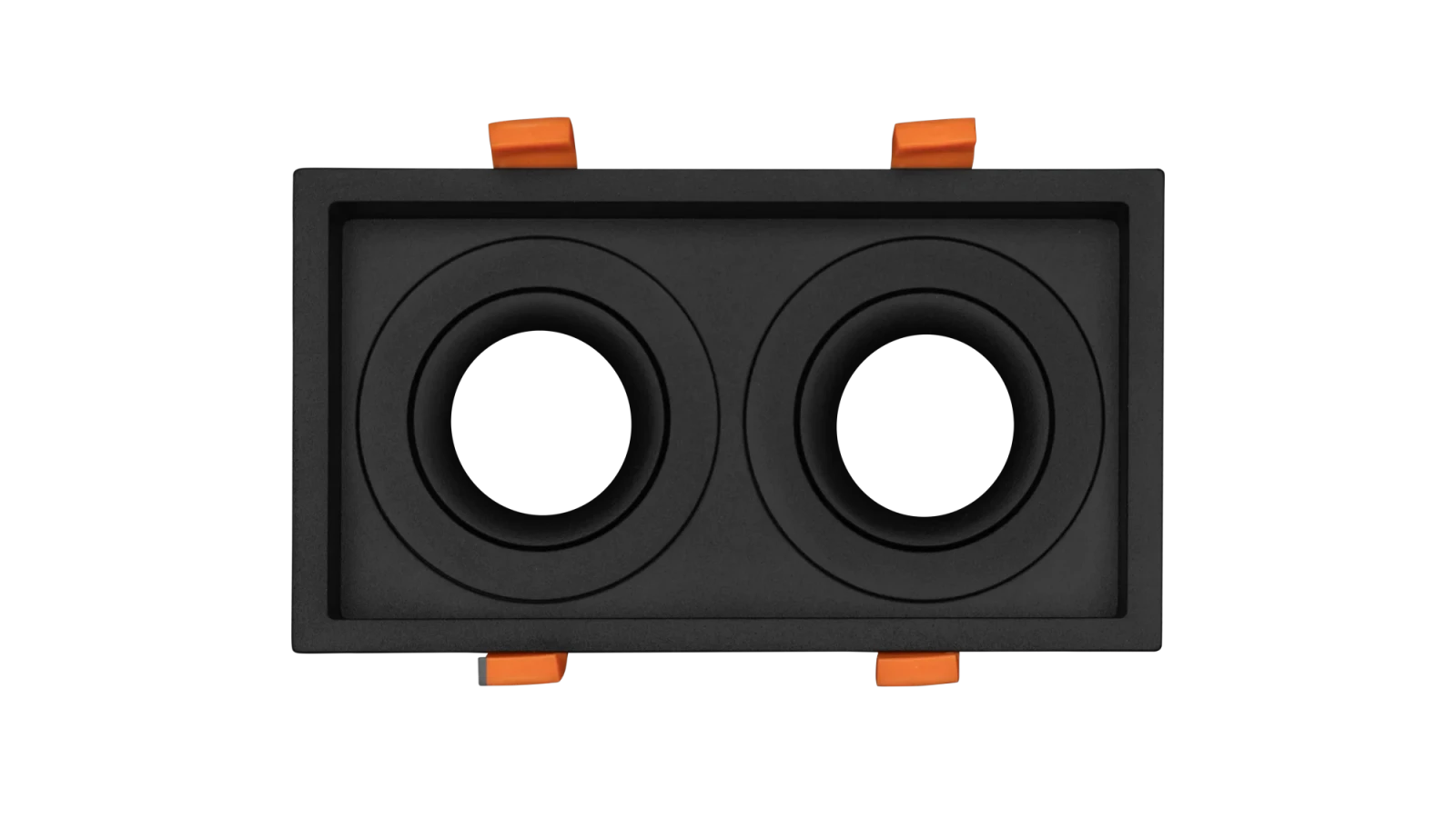 LED GU10 Inbouwspot Armatuur, Dubbel Vierkant, Mat Zwart