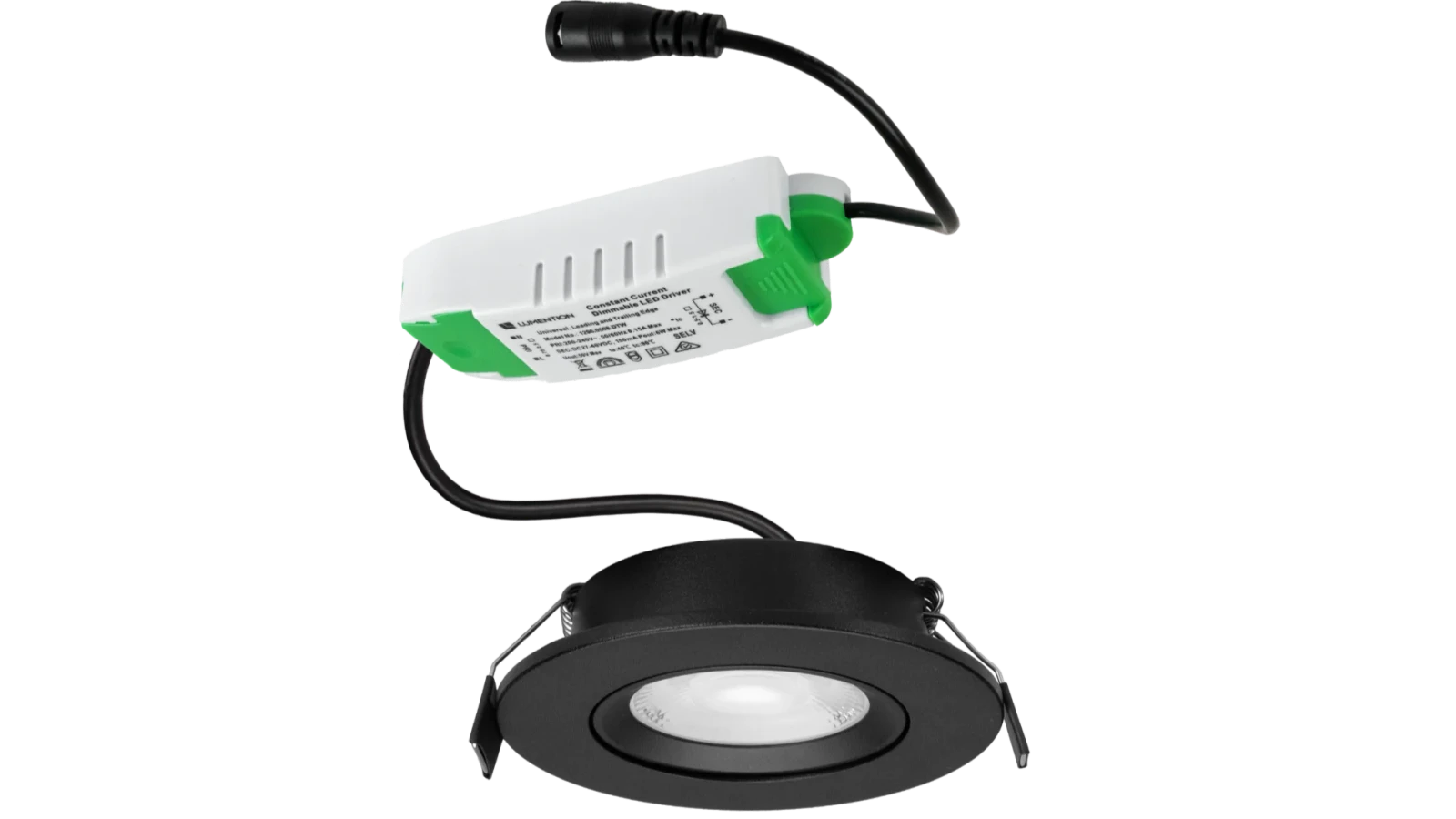 LED Inbouwspot, Rond, 6W, Dim to Warm, 1800K-3000K, IP54 front, Dimbaar, Zwart