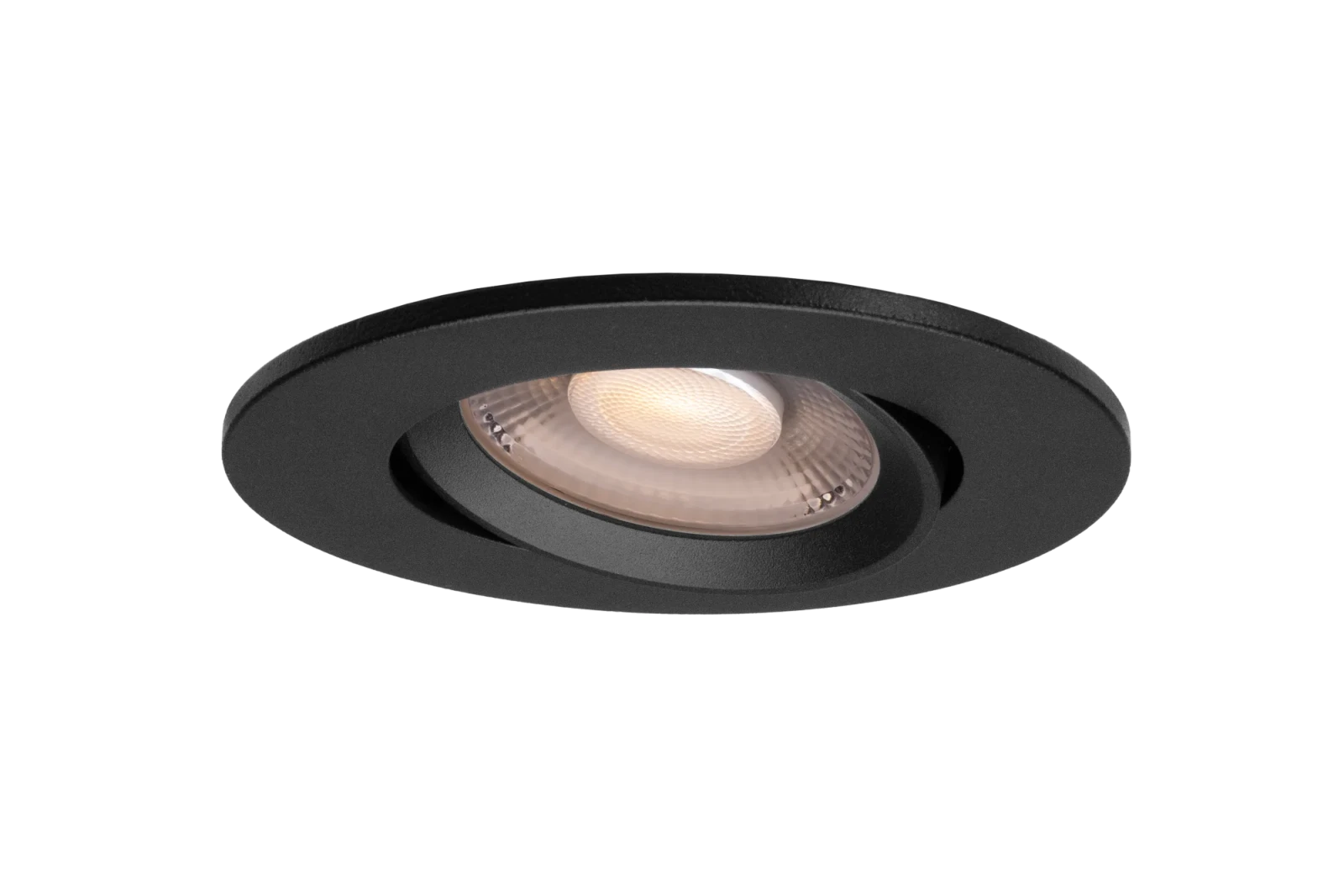 LED Inbouwspot, Rond, 6W, Dim to Warm, 1800K-3000K, IP54 front, Dimbaar, Zwart