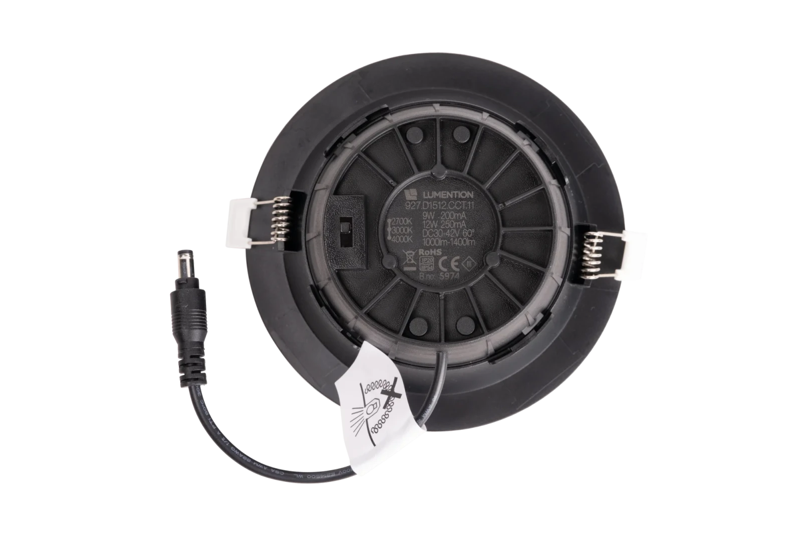 LED Inbouw Downlight, 9–12W, 2700K/3000K/4000K, Dimbaar, Rond, IP54, Zwart, Aluminium Reflector